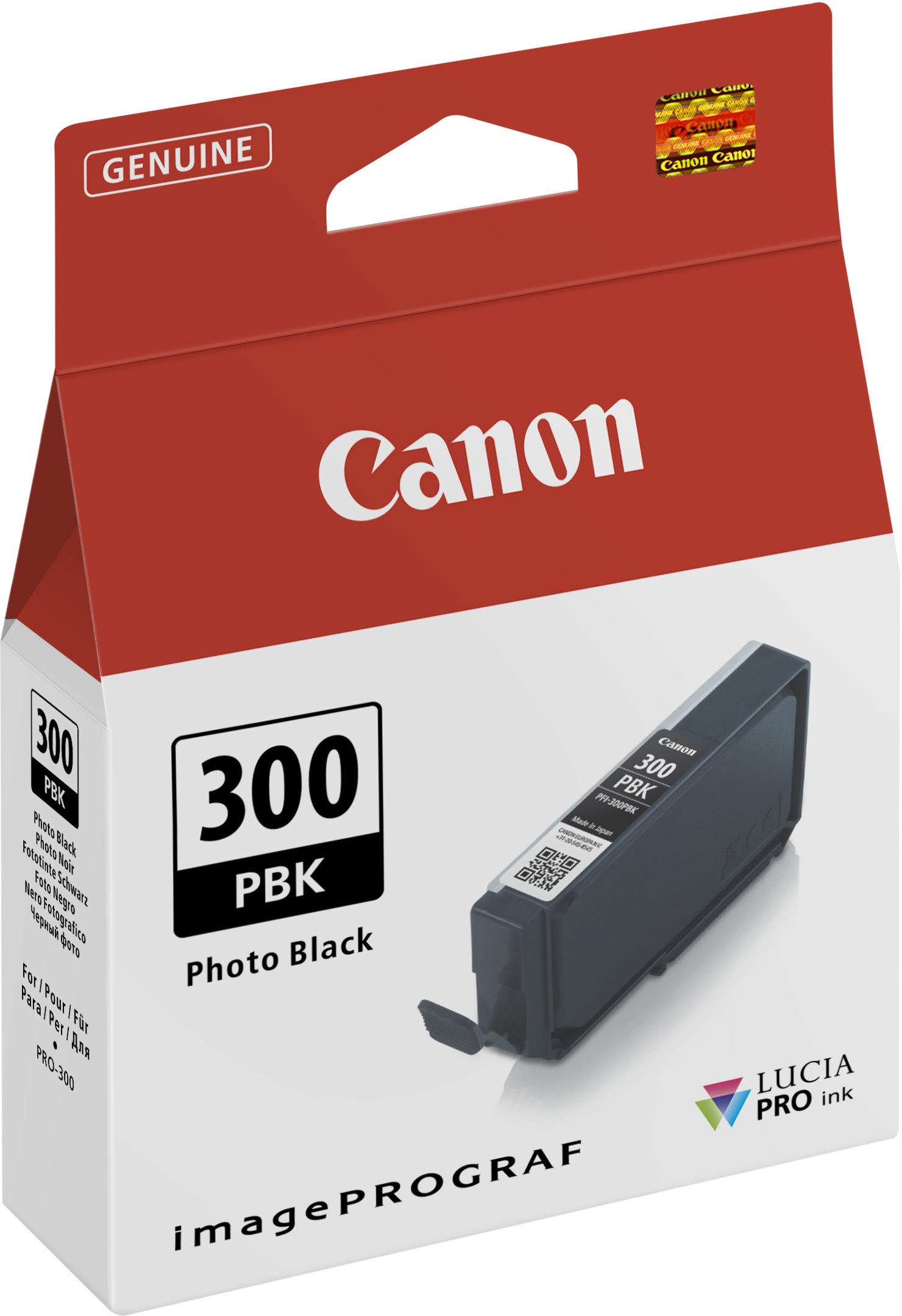 Canon PFI-300PBK Foto-Schwarz Tintenpatrone (Original) – 303 Seiten – für imagePROGRAF PRO-300