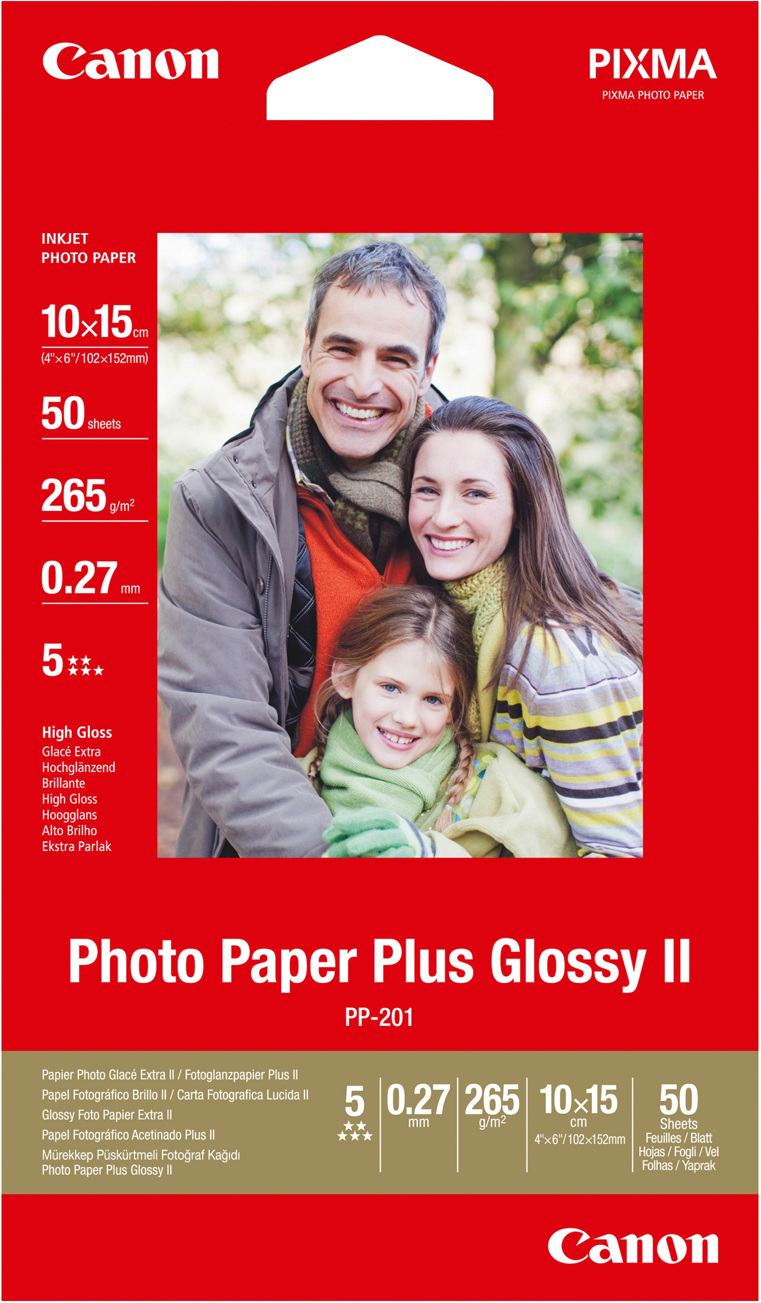 Canon Fotopapier – Hochglänzend, 10 × 15 cm, 260 g/m², 50 Blatt, für Canon Lucia & ChromaLife100+