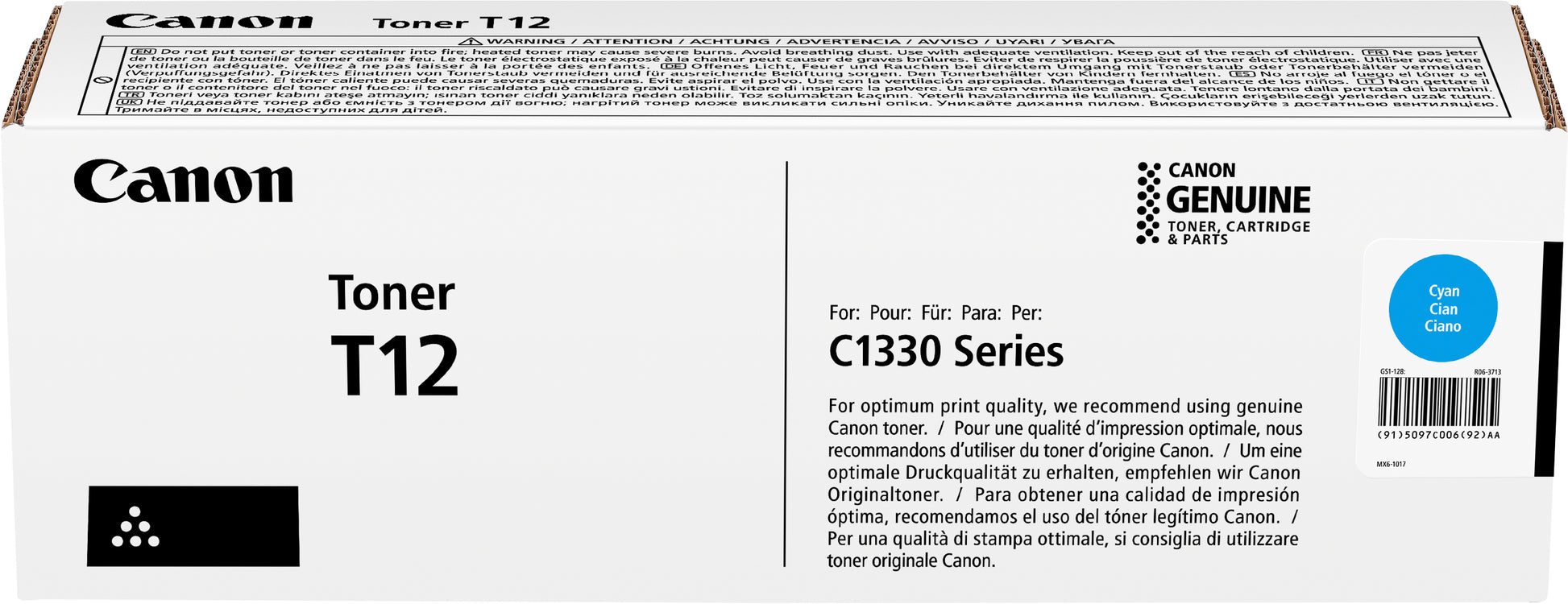 Canon T12 (5097C006) Cyan Toner – Original – 5'300 Seiten – für Canon i-SENSYS X C1333i/i-SENSYS X C1333if/ima