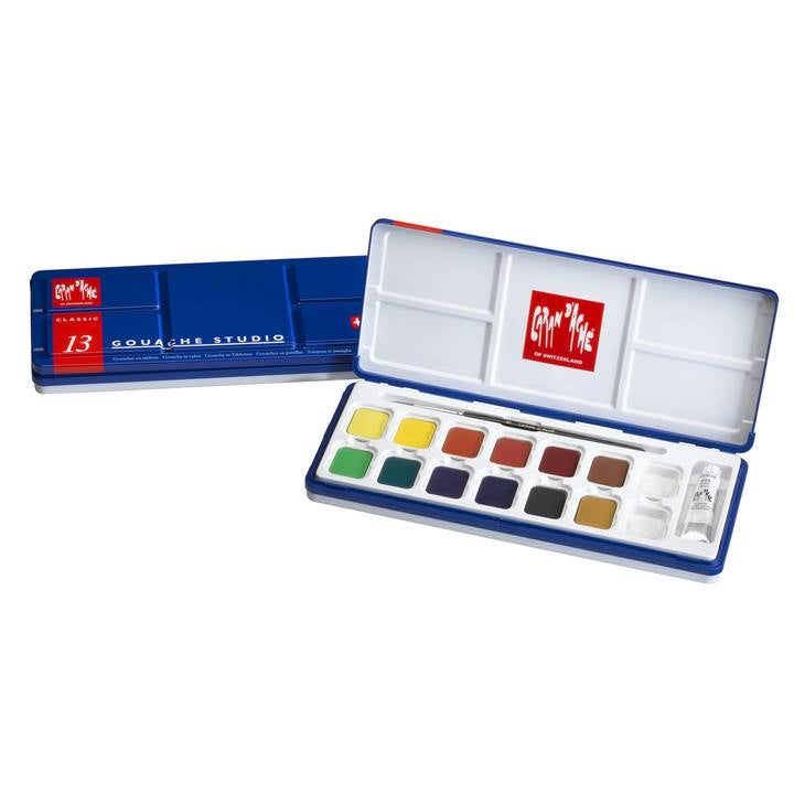 Caran d-Ache Caran d'Ache Gouache Studio Deckfarbkasten – 13 Farben – mit Deckweiss