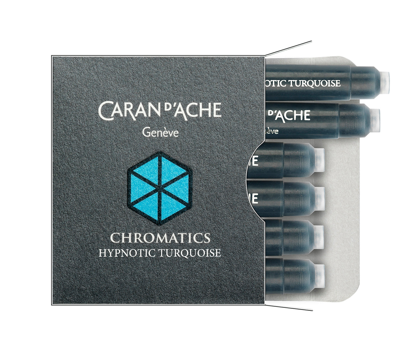 Caran d-Ache Caran d'Ache Chromatics Füllhalter-Patronen – Hypnotic Turquoise, 6er-Pack, für Caran d'Ache Füllfederhalter