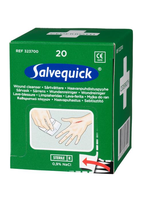 Cederroth Wundreinigungstücher Salvequick – 20 Stück, 110 × 120 mm
