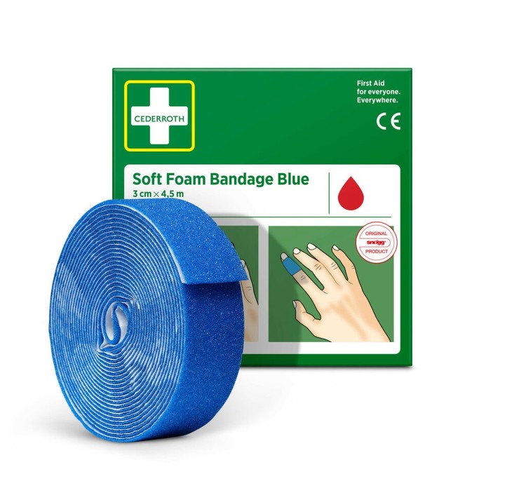 Cederroth Soft Foam Binde – 30 mm × 4,5 m, 1 Rolle, Blau