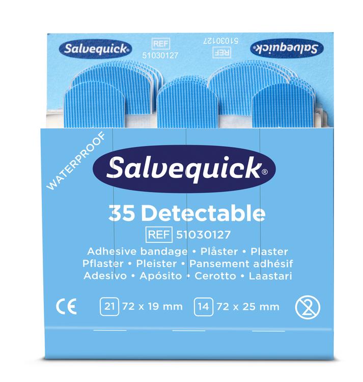 Cederroth Nachfüllpackung für detektierbare Pflaster – 35 Stück, für Salvequick Spender, 72 × 19 mm, 72 × 25 mm