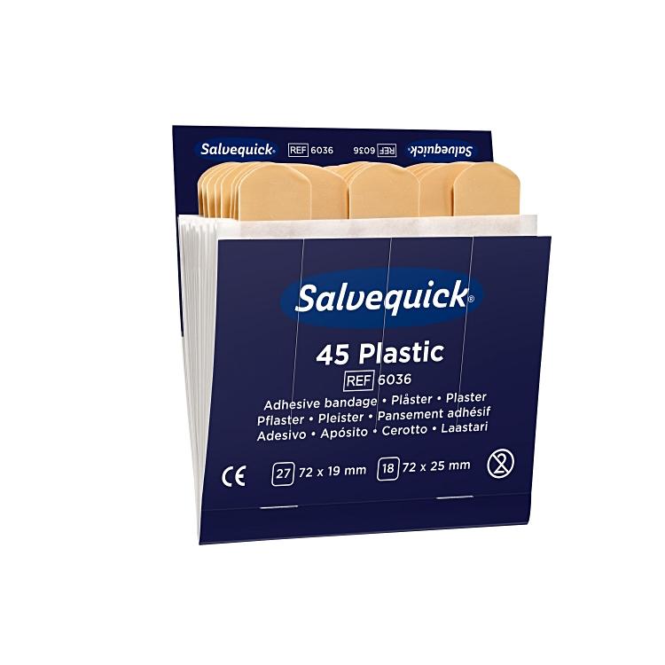 Cederroth Salvequick Pflaster-Nachfüllpackung – 27 Stück 72 × 19 mm, 18 Stück 72 × 25 mm, für Salvequick Spender
