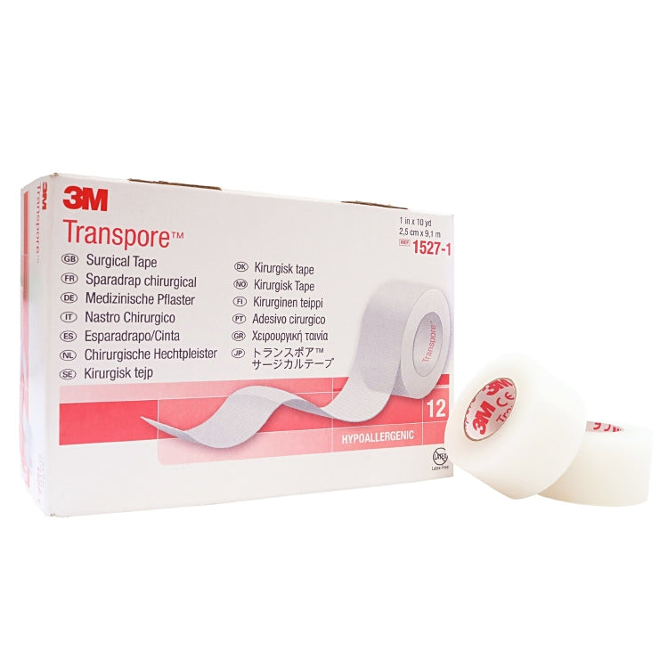 3M Transpore Pflasterrolle – 25 mm × 9,1 m, 12 Rollen, transparent, latexfrei