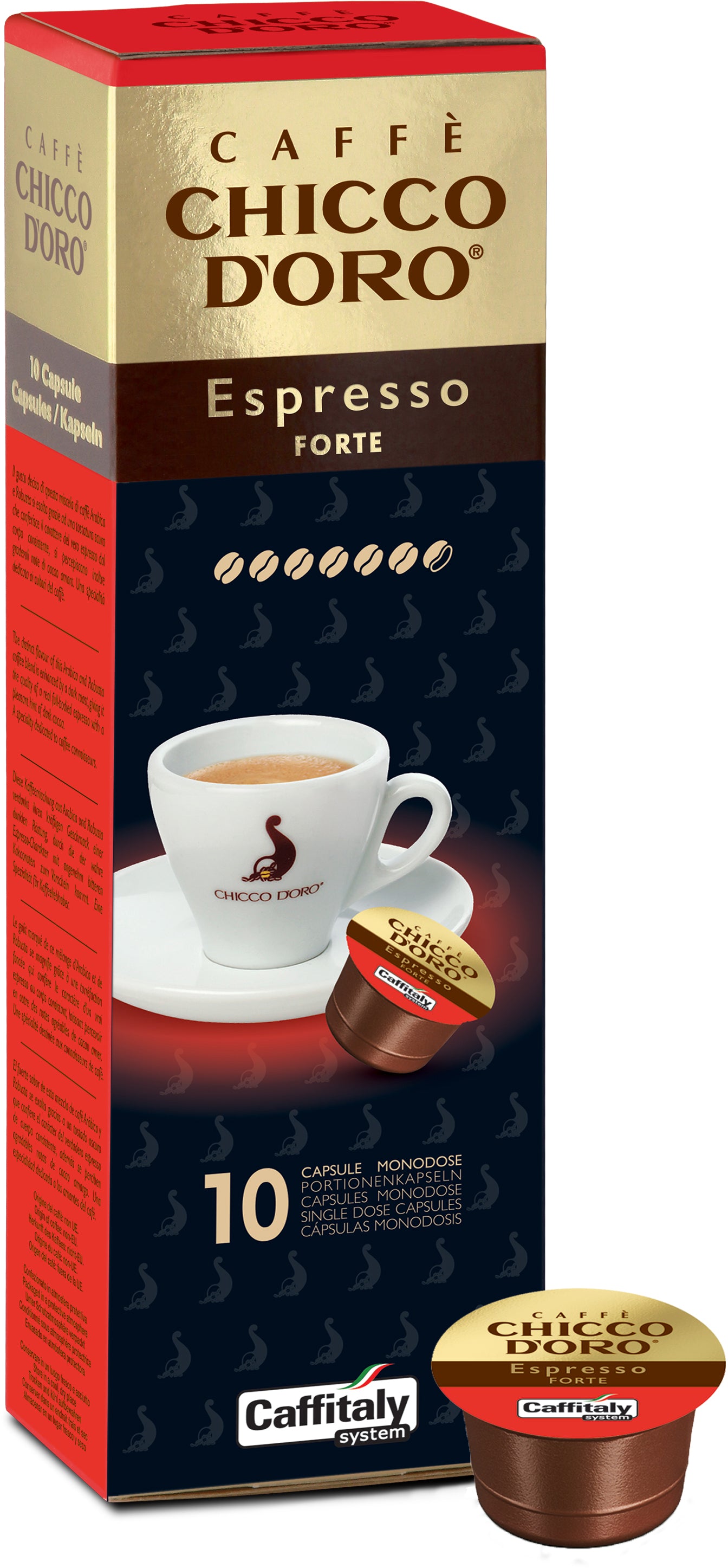 Chicco d'Oro Espresso Forte – Kapseln für Caffitaly – dunkel, Schokolade, 10 Kapseln