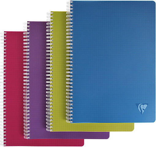 Clairefontaine Spiralheft – 103 × 147 mm – 90 g/m² – Doppelspirale, transparenter Umschlag, farbig sortiert