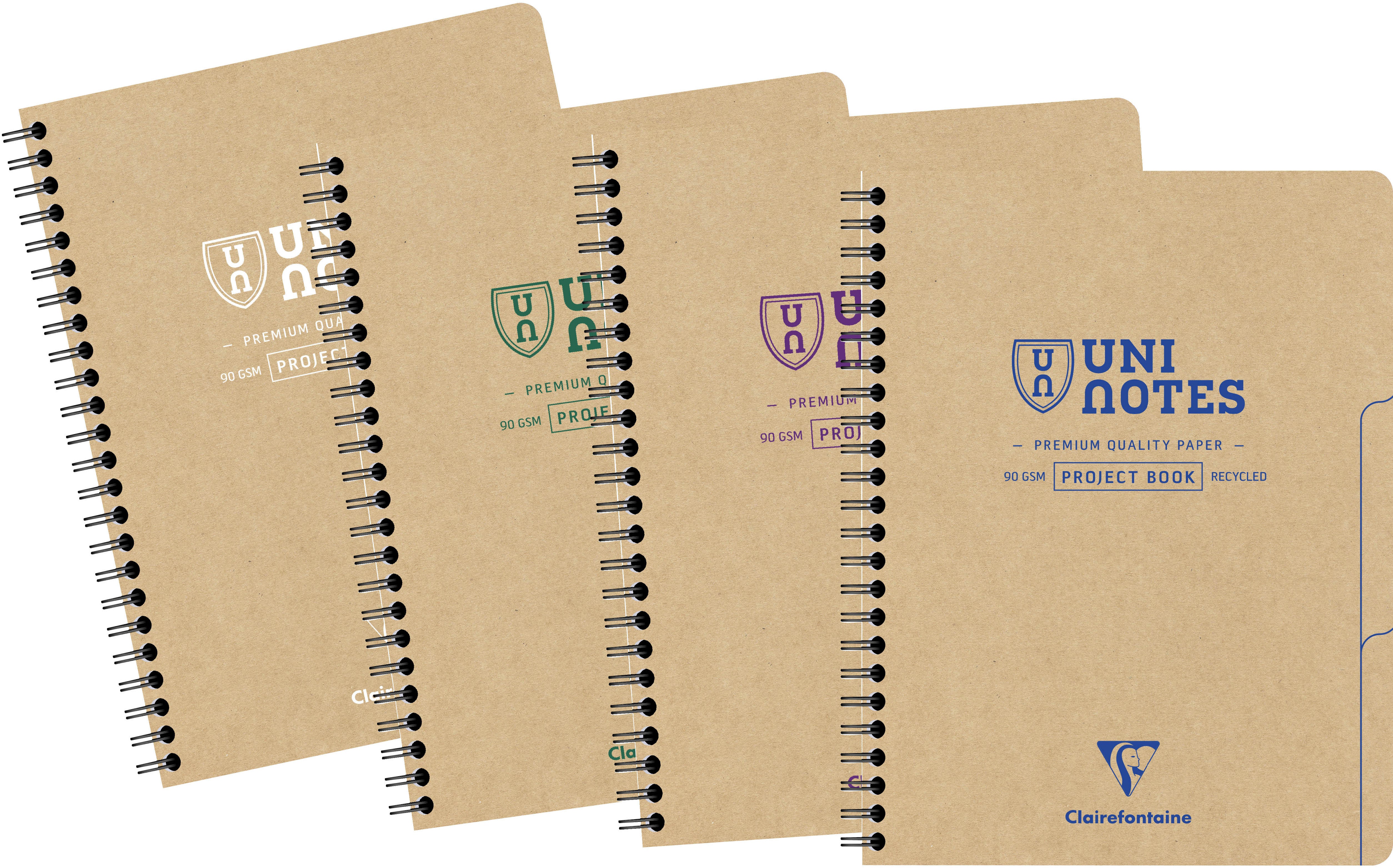 Clairefontaine Collegeblock – A5+ – 90 g/m² – Doppelspirale, mikroperforiert, 3 Trennblätter – Braun – FSC