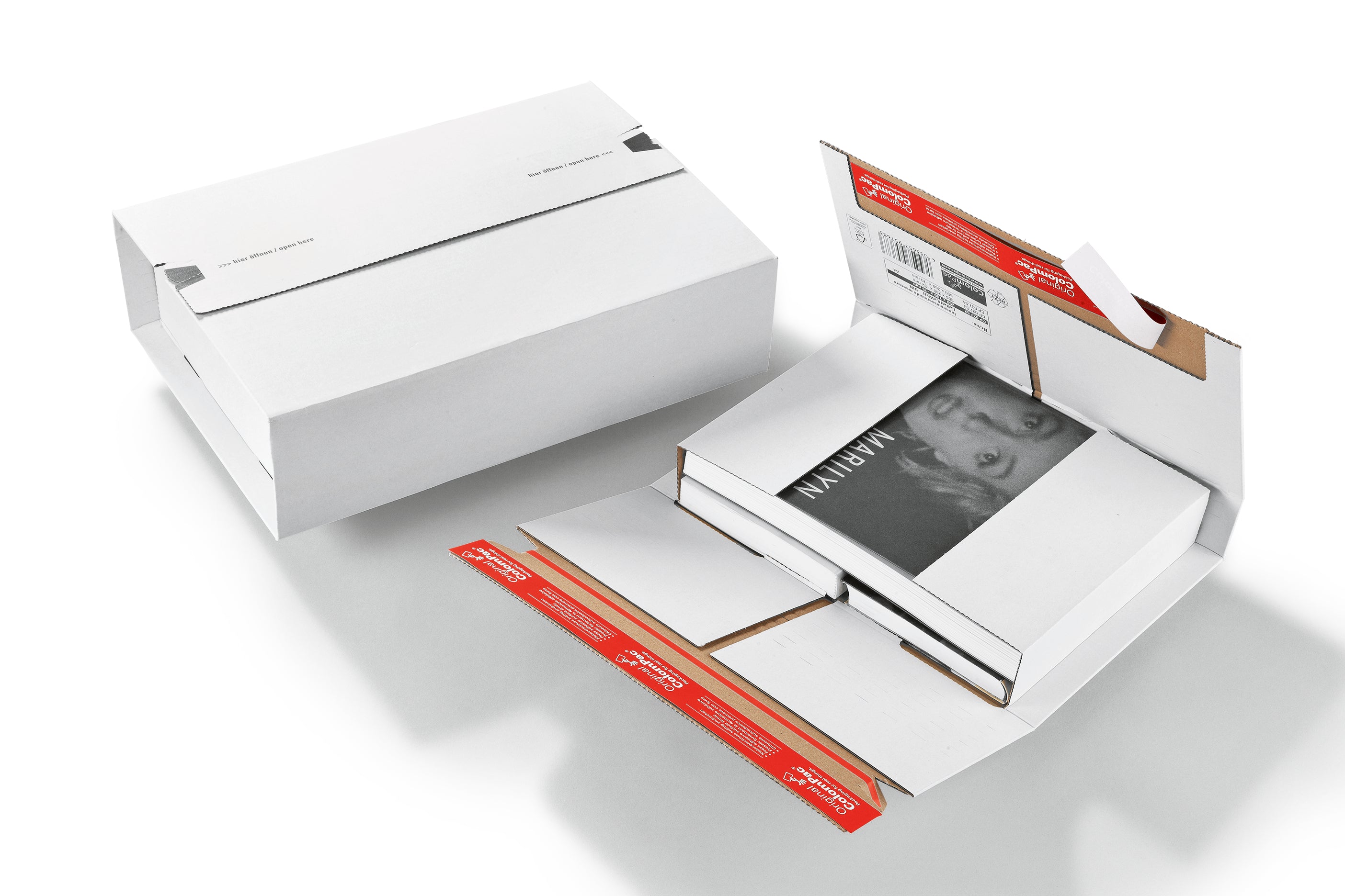 Colompac Versandverpackung – für B5, 603 × 302 × 63 mm, selbstklebend, Aufreissband, weiss – 20 Stk.