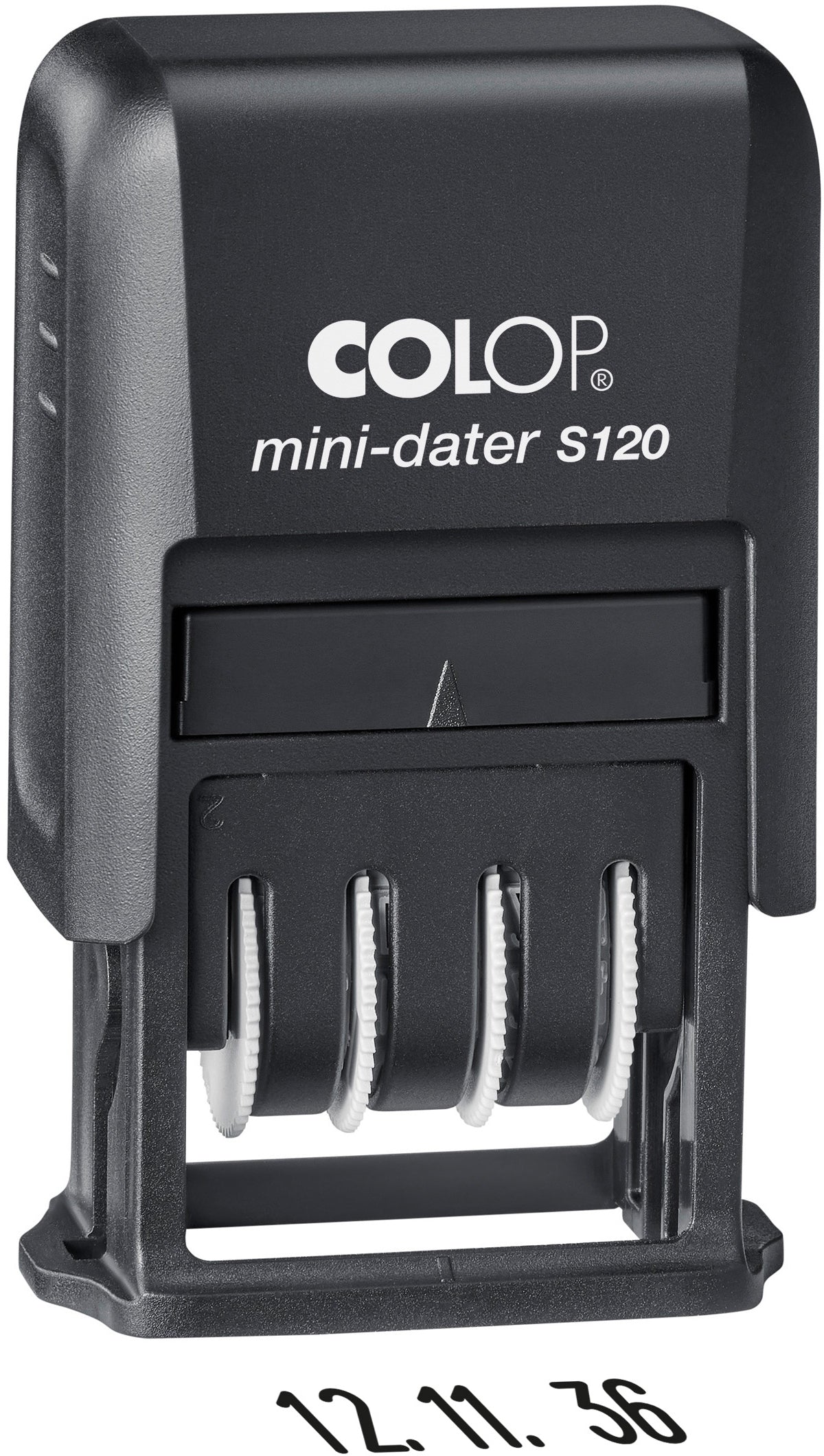 Colop Mini-Dater S 120 D02 – Selbstfärbender Datumstempel, Deutsch – Abdruck 20 × 4 mm – Schwarz