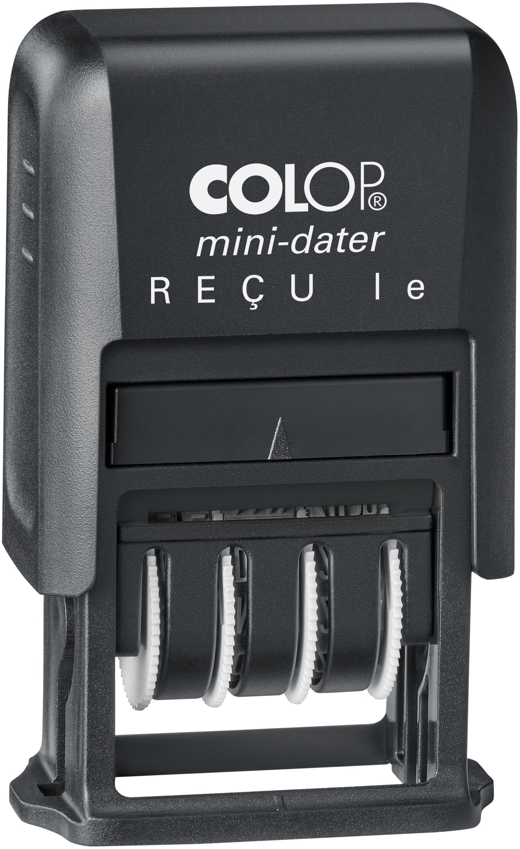 Colop Mini Dater S160/L1 – Selbstfärbender Wort- und Datumstempel, Text RECU le / Französisch – Abdruck 25 × 12 mm