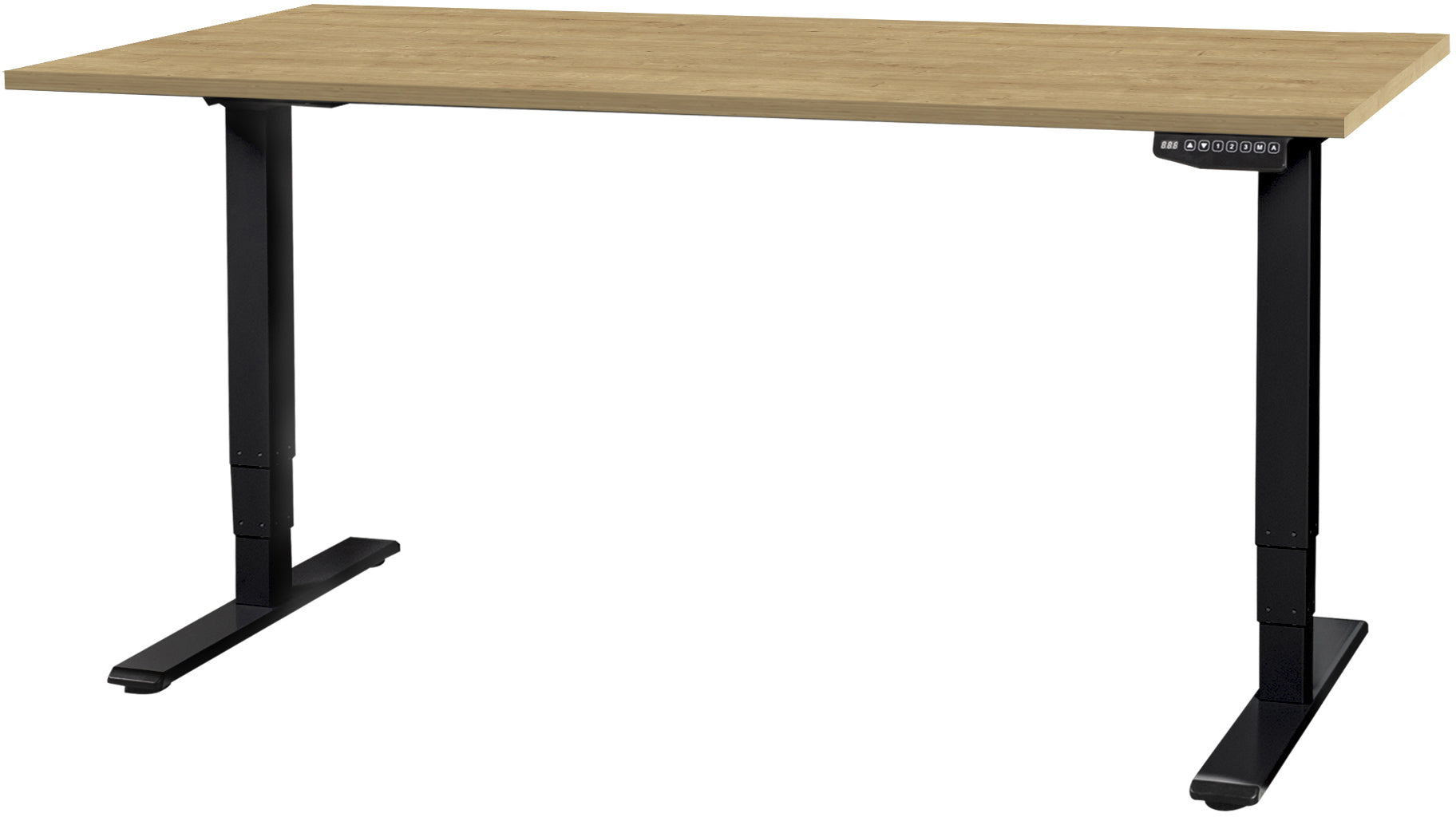 Contini Höhenverstellbarer Tisch, 140 × 80 cm, 100 kg, Schwarz/Braun, Eiche/Stahl