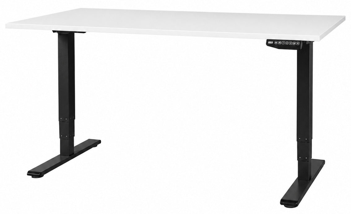 Contini ET225E – Höhenverstellbarer Tisch, 180 × 80 cm, elektrisch, 64,5–130 cm, 100 kg, weiss/schwarz