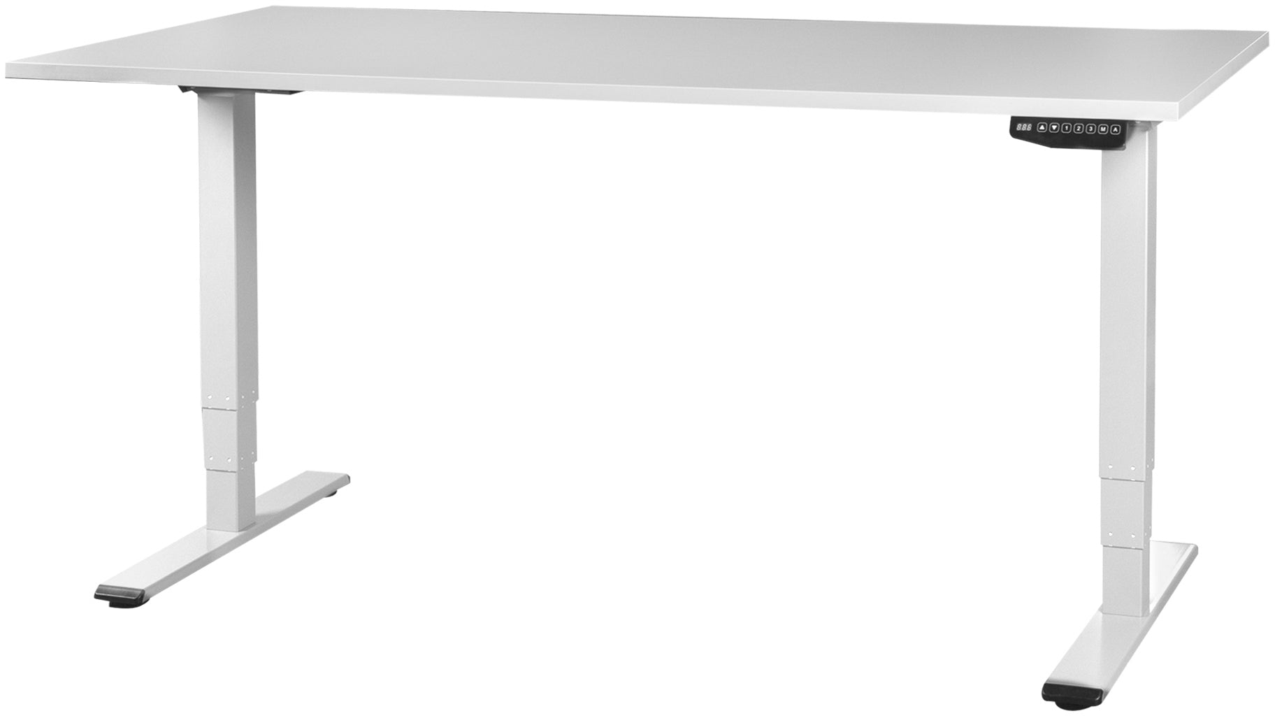Contini ET225E – Höhenverstellbarer Tisch, 140 × 80 cm, elektrisch, 64,5–130 cm, 100 kg, grau/weiss