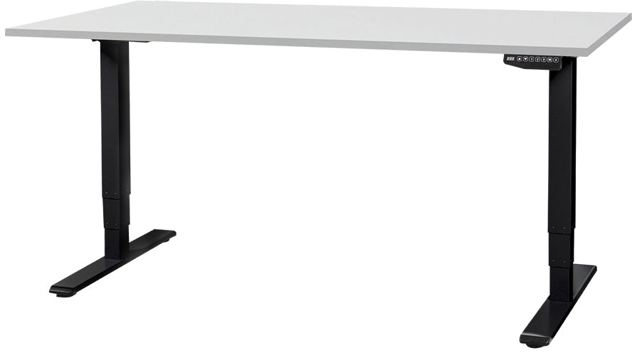 Contini ET225E – Höhenverstellbarer Tisch, 140 × 80 cm, elektrisch, 64,5–130 cm, 100 kg, grau/schwarz