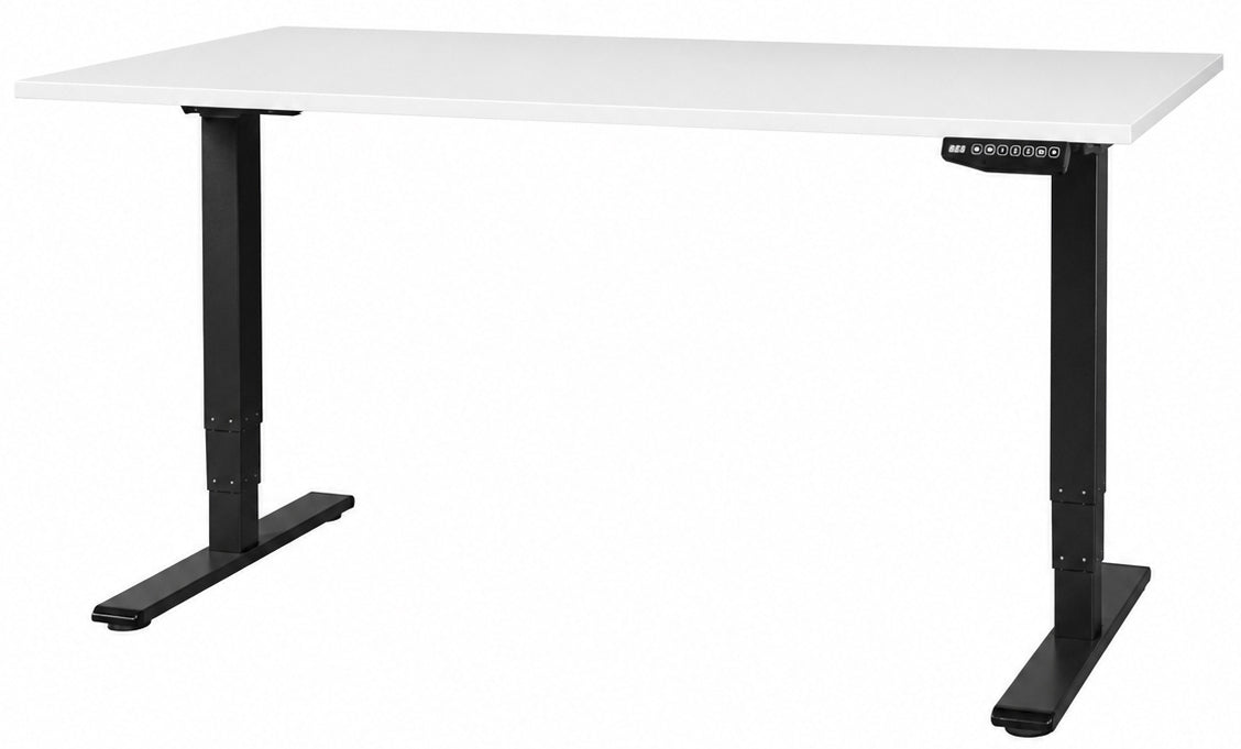 Contini ET225E – Höhenverstellbarer Tisch, 140 × 80 cm, elektrisch, 64,5–130 cm, 100 kg, weiss/schwarz