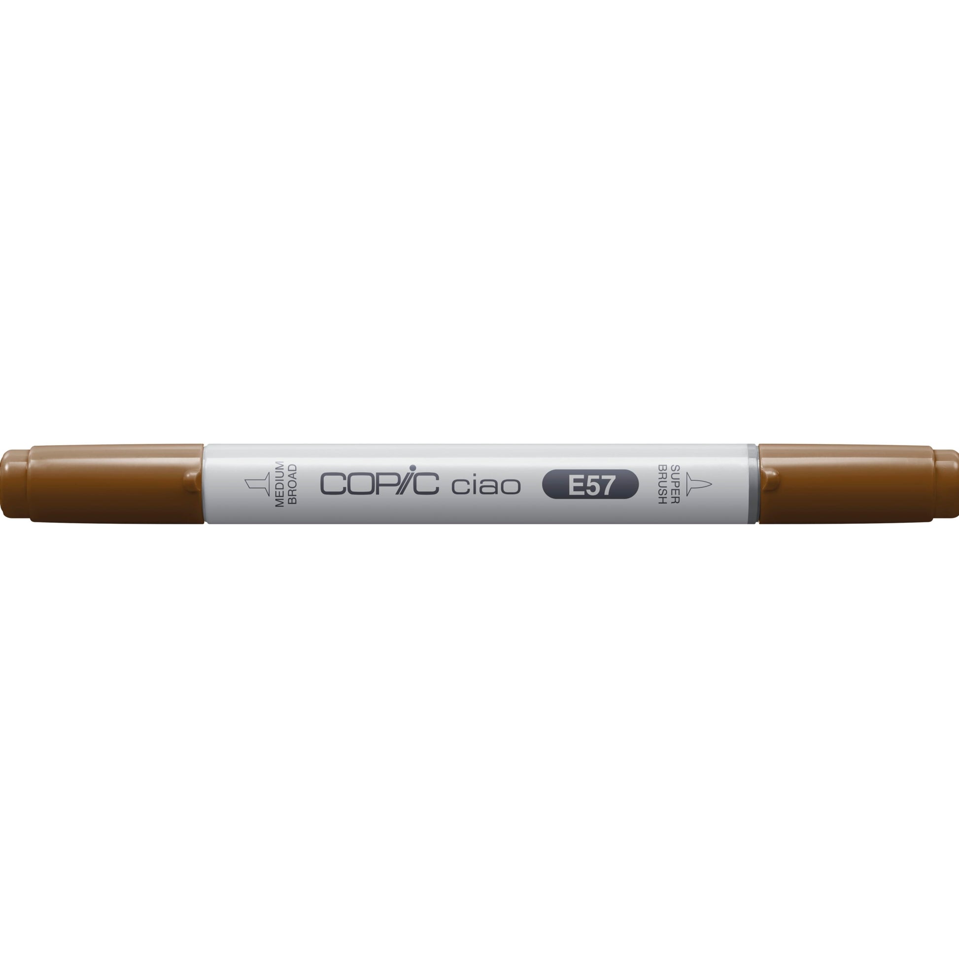 Copic Ciao Pinselstift, Doppelspitze – Pinsel + Rundspitze, alkoholbasiert, E57 Light Walnut