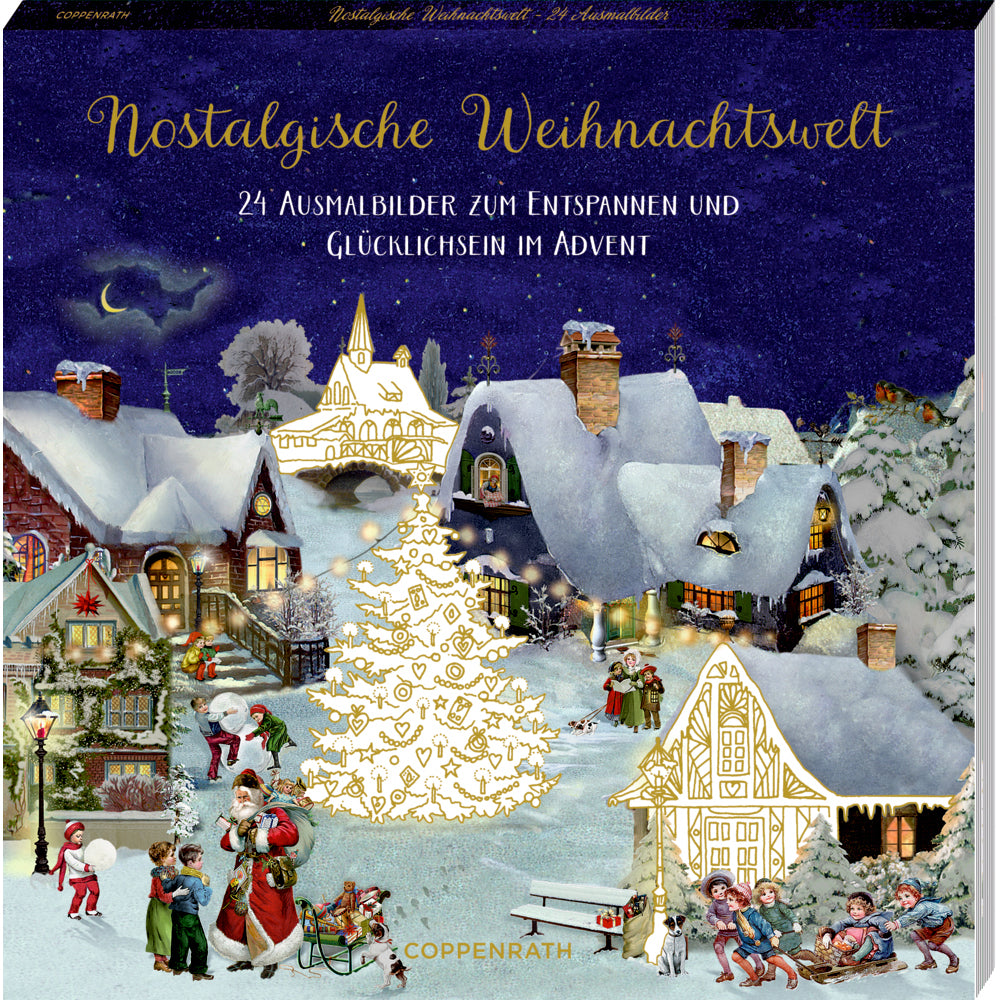 Coppenrath Adventskalender Nostalgische Weihnachtswelt – 24 Ausmalmotive – mit Goldfolie