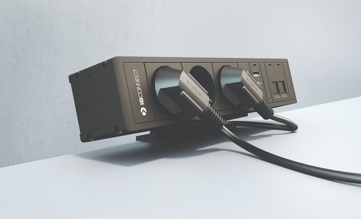 Max hauri connect maxCONNECT CUBO T Steckdoseneinheit – 2×T13, USB-C 60 W, Tischmontage, 3,3 m