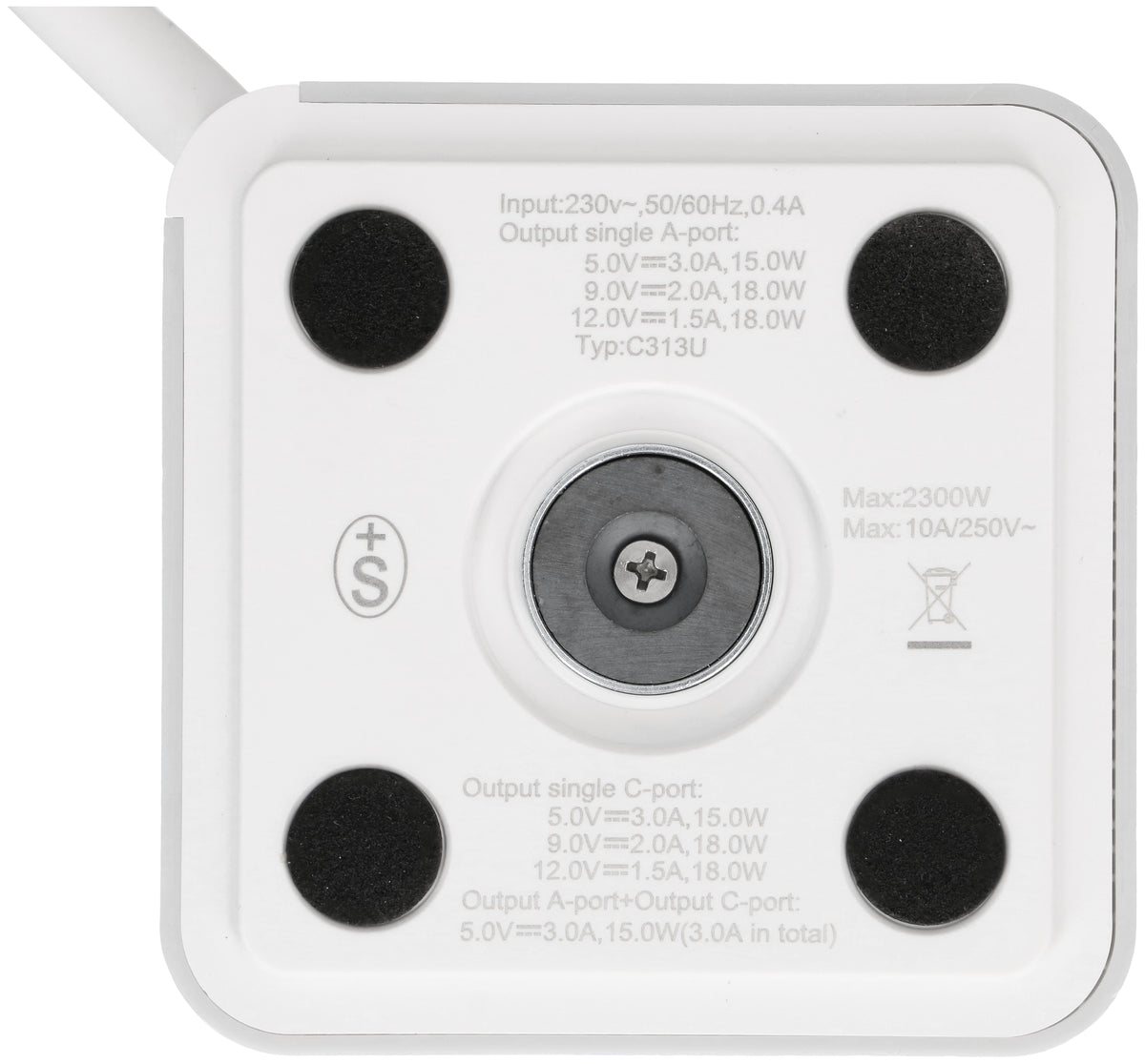 Max hauri split Max Hauri Steckdosenleiste, 3×T13, USB‑A 18 W + USB‑C PD 18 W, mit Schalter, 2,0 m, Überstromschutz – Weiss