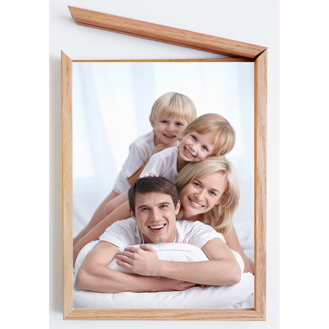 Debex Wechselrahmen – für 21 × 29,7 cm – Holz, Eiche, magnetischer Verschluss