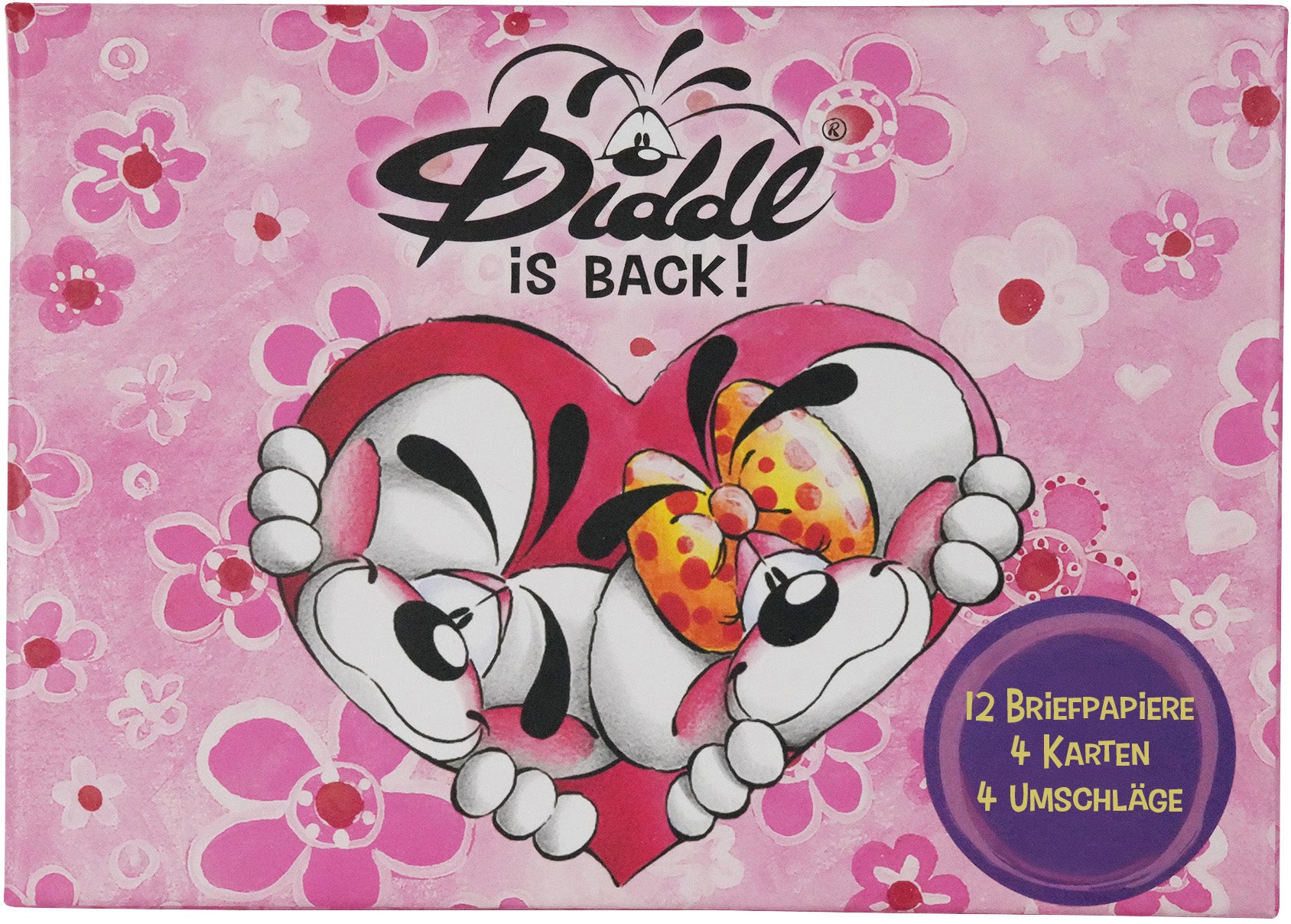 Diddl Briefpapierset – Bogen 120 × 175 mm, Umschläge 127 × 178 mm – Mehrfarbig – Set: 12 Bogen + 4 Umschläge