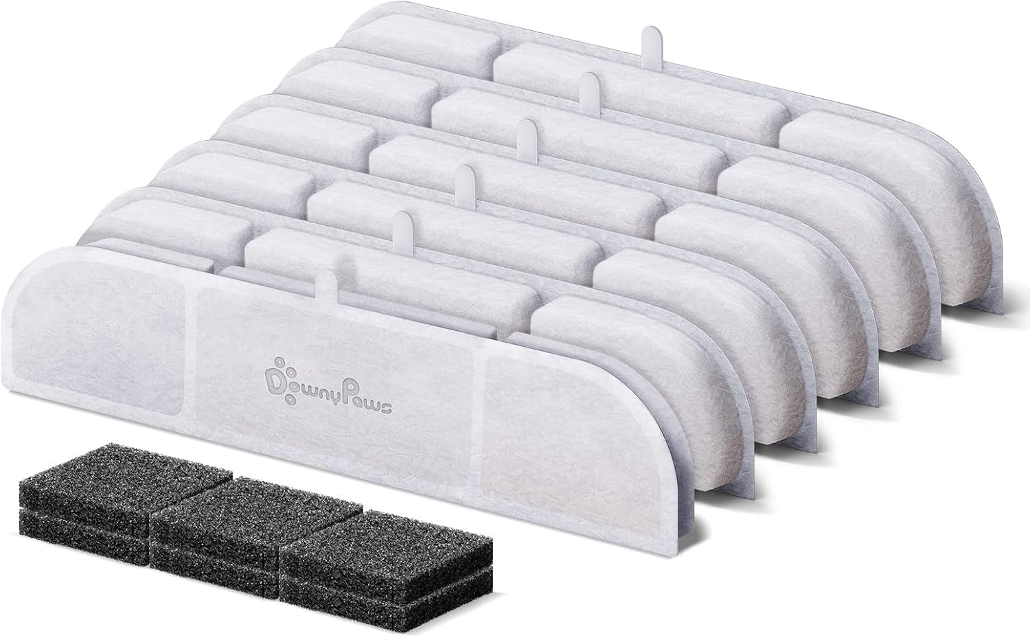 Downypaws Ersatzfilter DPRFP6-6 – 6er-Pack, Aktivkohle & Ionenaustauscherharz, für FurSink-Trinkbrunnen