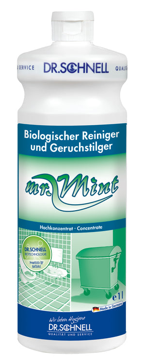 Dr. schnell Mr. Mint Allzweckreiniger für Mülltonnen und Recyclingbehälter – Konzentrat, Flasche – 1 l