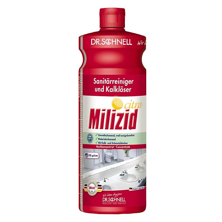 Dr. schnell Milizid Bad-/Kalkreiniger für Porzellan/Chrom/Edelstahl/Glas – Citro