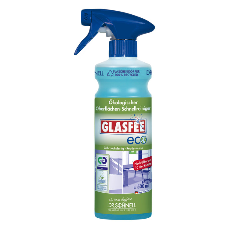 Dr. schnell Glasfee Eco Glas-/Oberflächenreiniger für Glas – parfümfrei, Flüssigkeit, Sprühflasche – 500 ml