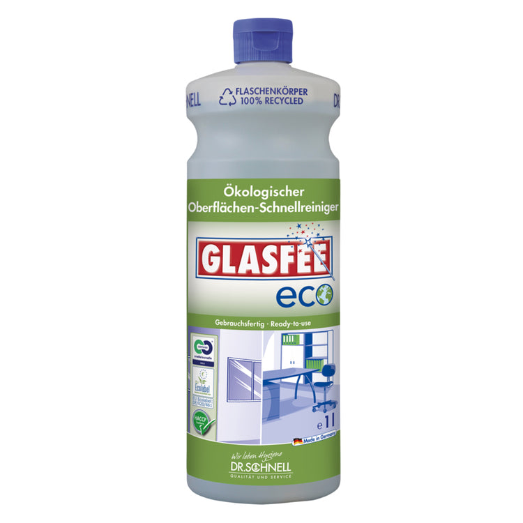 Dr. Schnell GLASFEE ECO Glas-/Oberflächenreiniger – parfümfrei, gebrauchsfertig, Flasche – 500 ml