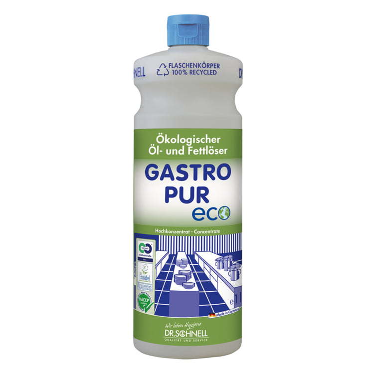 Dr. Schnell Gastro Pur Eco Küchenreiniger/Fettlöser für Edelstahl, Glas, Fliesen – parfümfrei – 1 l
