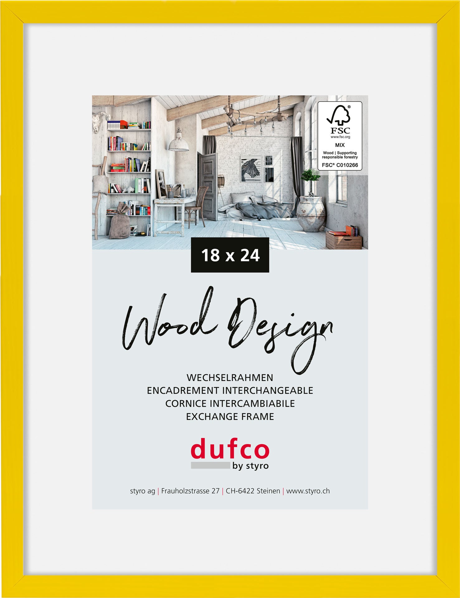 Dufco Hay Bilderrahmen – für 18 × 24 cm – Holz, Gelb