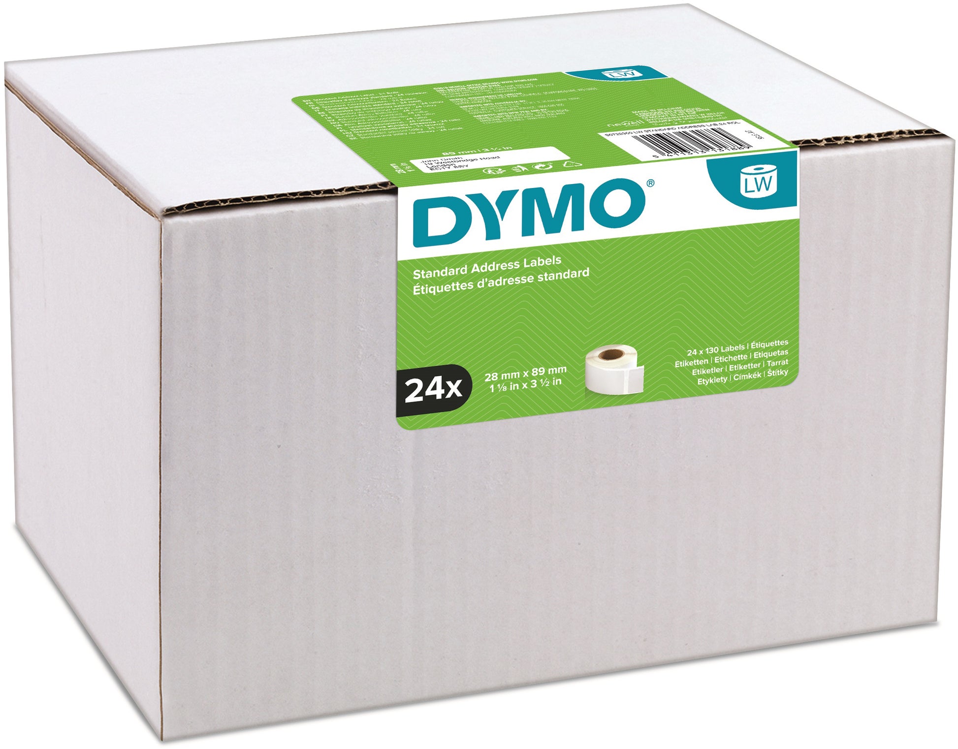 DYMO S0722360 – Etiketten (Rolle) 89 × 28 mm – permanent haftend – 24 Rollen (3'120 Stk.) – für LabelWriter