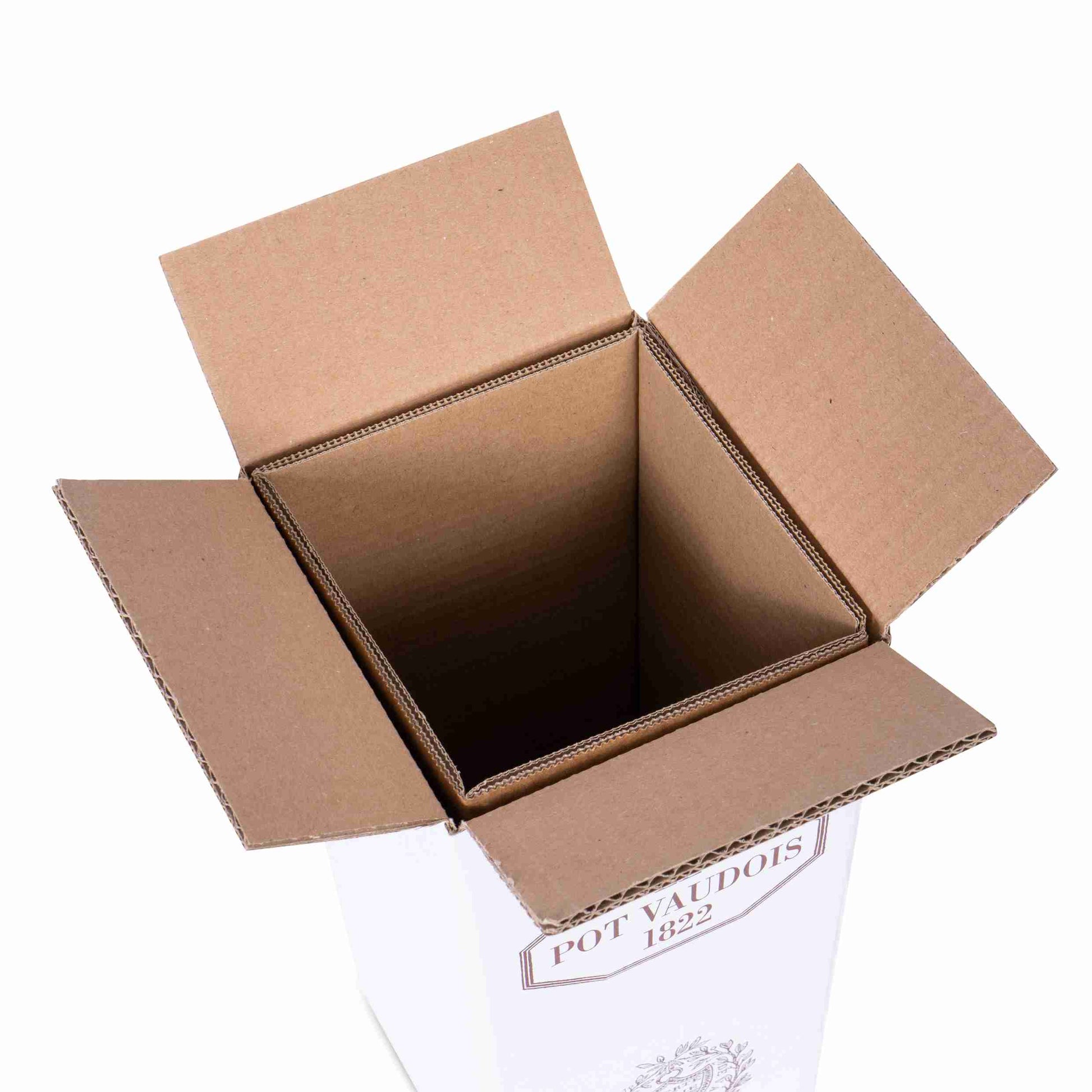 Model Weinversandkarton – für 1 × 1,5 l, max. 327 mm & Ø110 mm – 119 × 119 × 327 mm, braun, selbstklebend – 1 Stk., ab 201 Stk.