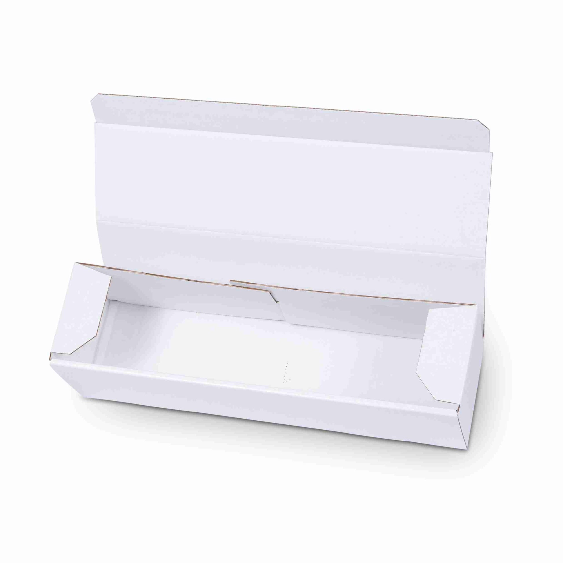 Model Geschenkbox Wellpappe glänzend weiss – 360 × 88 × 88 mm – mit Klappdeckel – 1 Palette (1'000 Stk.)
