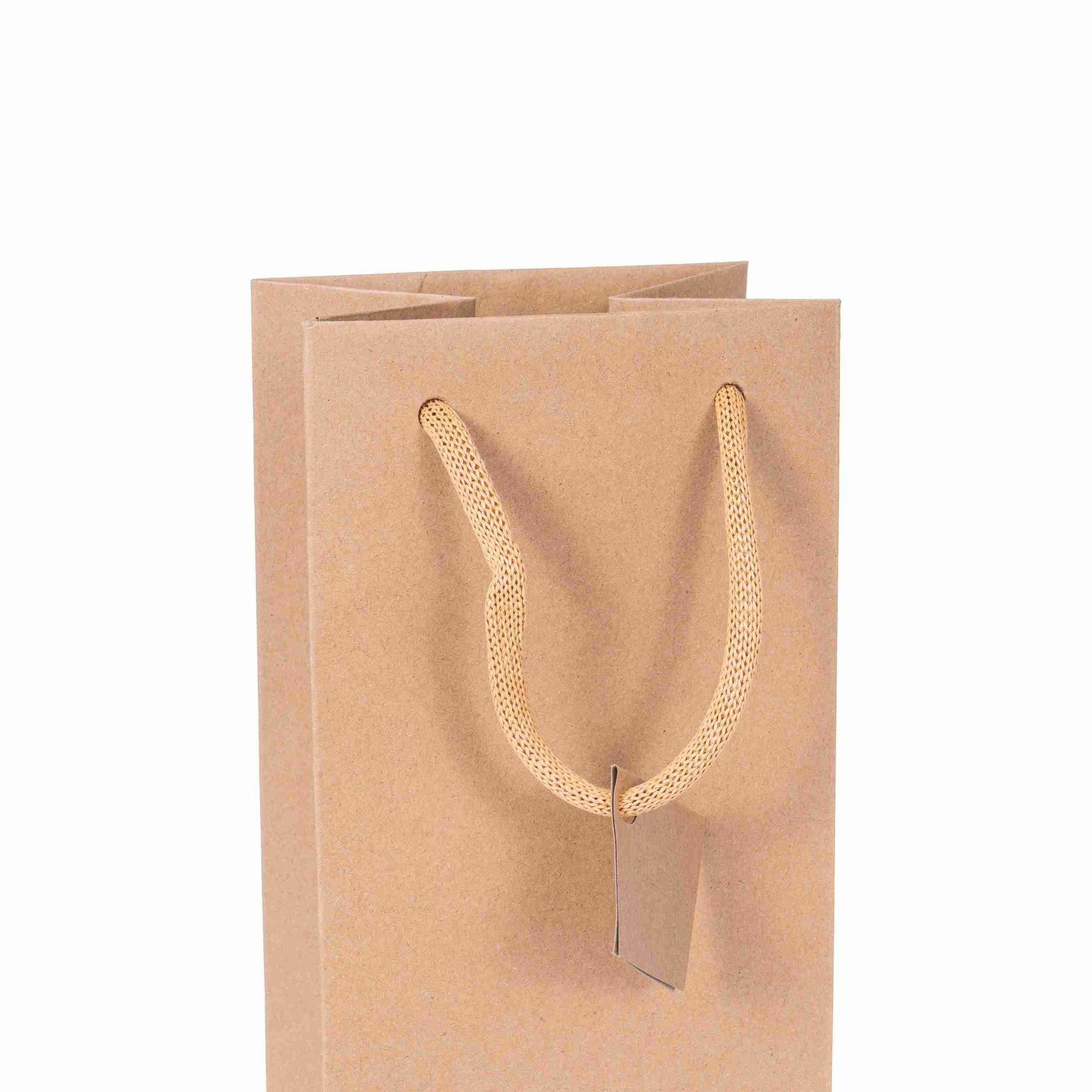 Model Geschenktasche Kraftpapier natur – 120 × 440 × 114 mm – mit Kordel – 1 Stk., ab 60 Stk.