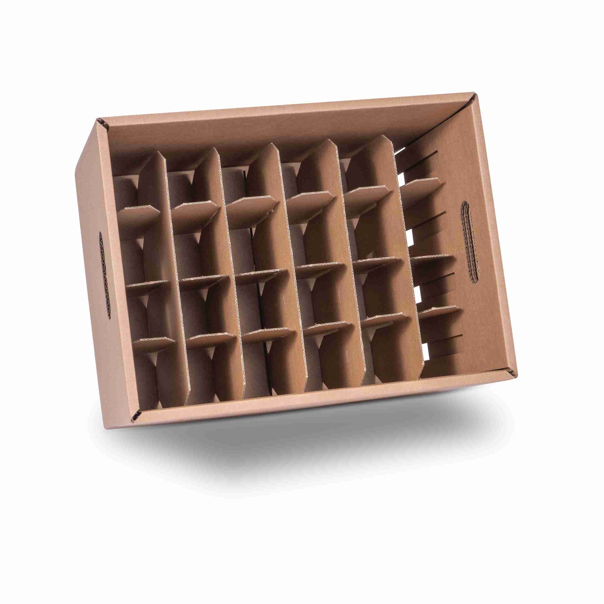 Model Versandbox – für Bierflaschen – 369 × 256 × 240 mm, braun, stapelbar, mit Grifföffnung – 1 Stk., ab 50 Stk.