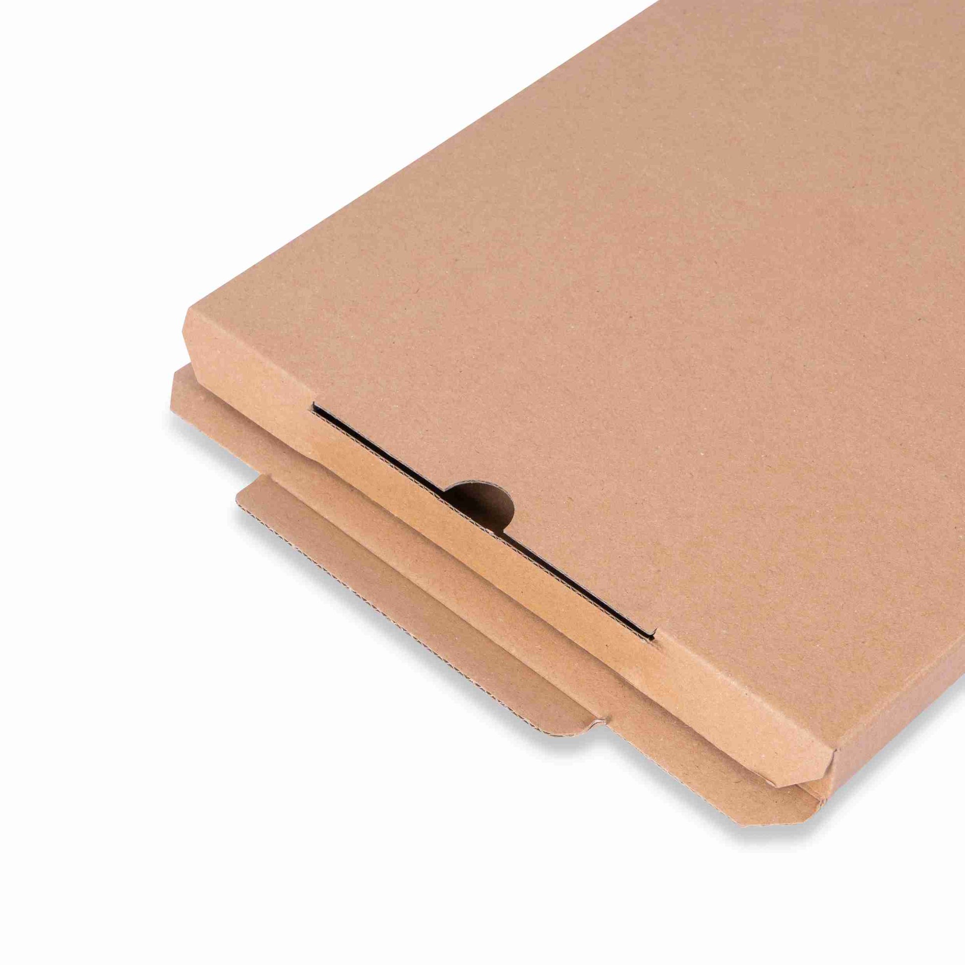 Model Flachverpackung – 230 × 163 × 16 mm, braun, Wellkarton, Lasche – 1 Stk., ab 20 Stk.