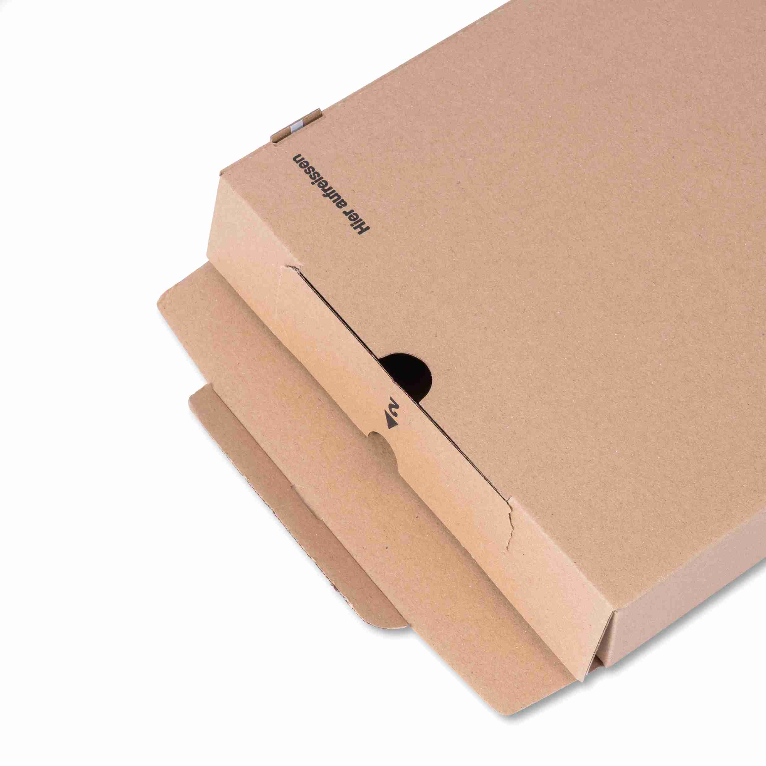 Model Versandverpackung – 343 × 245 × 46 mm, braun, Aufreissband, Lasche – 1 Stk., ab 20 Stk.