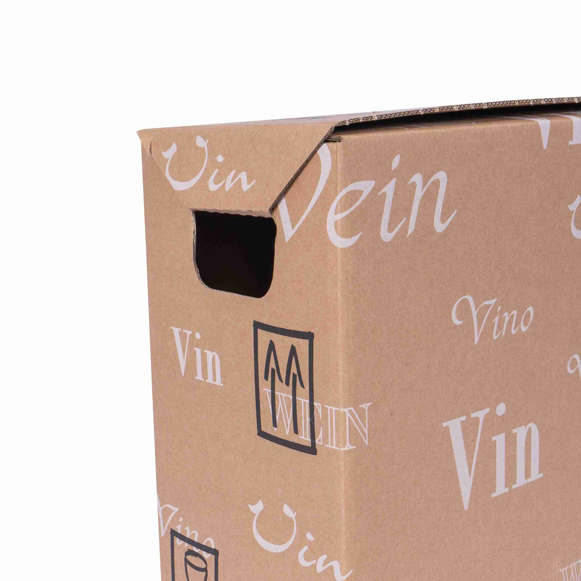Model Weinversandkarton – für 6 × 0,7 l, max. 292 mm & Ø83 mm – 252 × 168 × 287 mm – 1 Palette (640 Stk.)