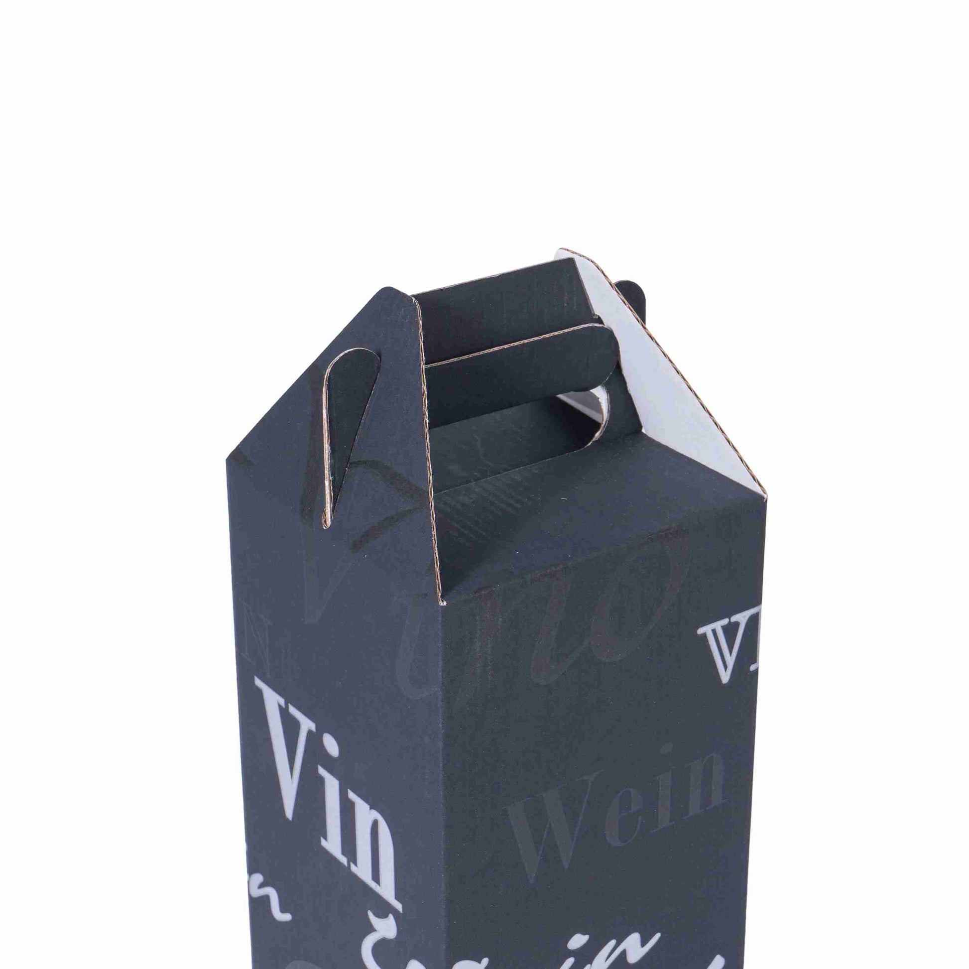 Model Weinpräsentkarton schwarz – Innenmass 109 × 357 × 109 mm – für 1 Magnum‑Flasche (1,5 l) – 1 Stk., ab 50 Stk.