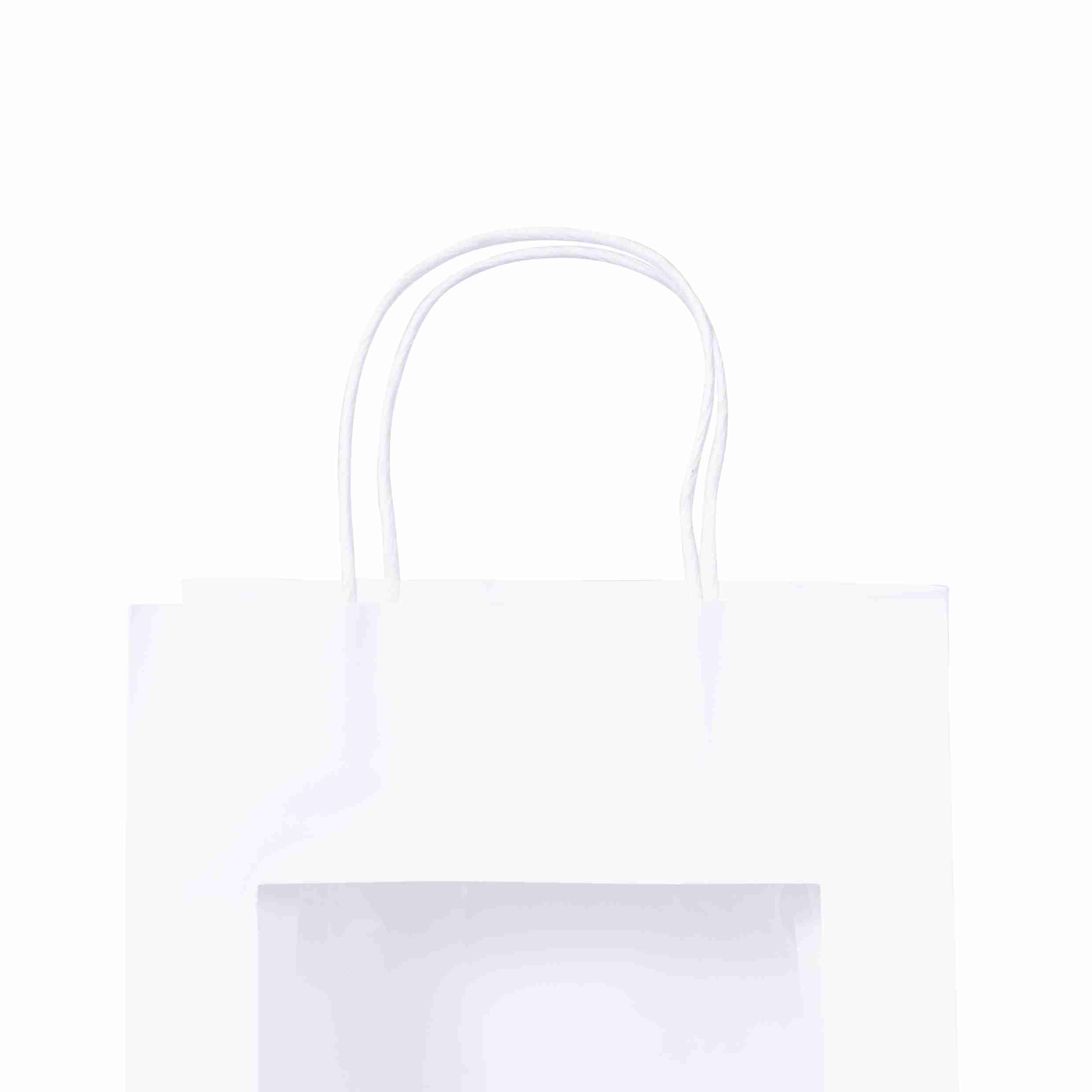 Model Geschenktasche weiss – 220 × 280 × 110 mm – Sichtfenster, mit Kordel – 1 Stk., ab 100 Stk.