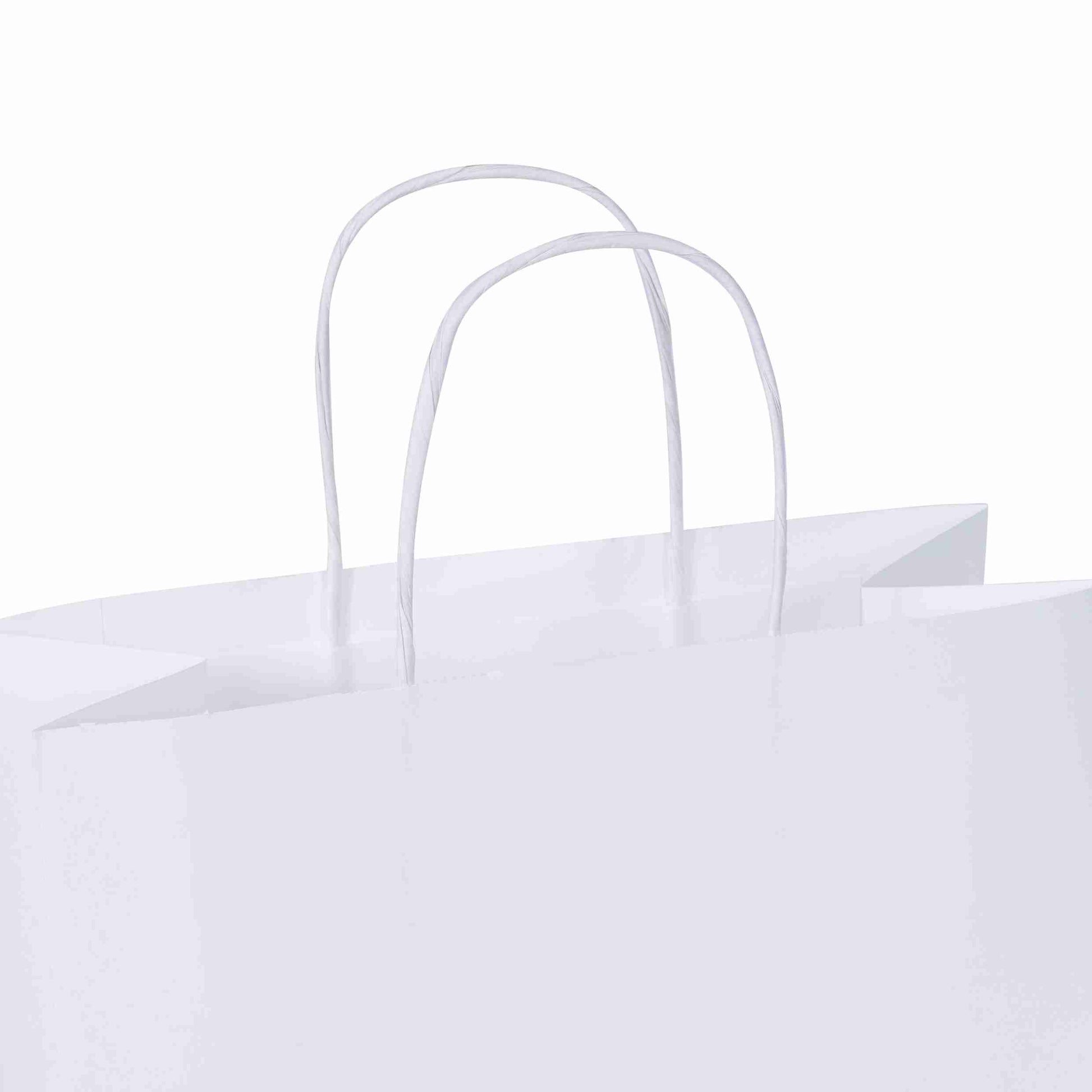 Model Geschenktasche Kraftpapier weiss – 190 × 210 × 80 mm – stabiler Tragegriff, ohne Fenster – 1 Stk., ab 500 Stk.