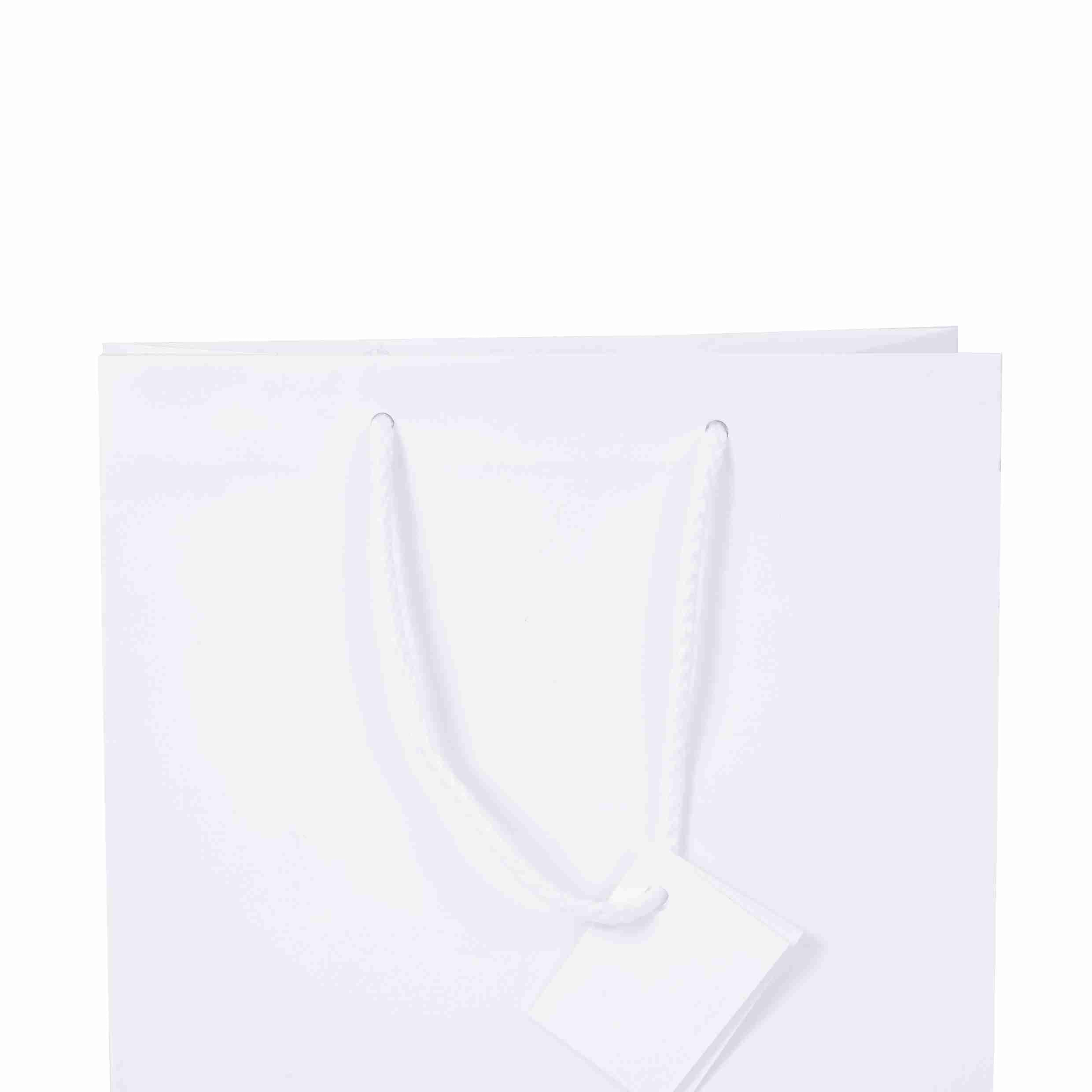 Geschenktasche glänzend weiss – 230 × 270 × 100 mm – Kordelgriff – 1 Stk., ab 400 Stk.