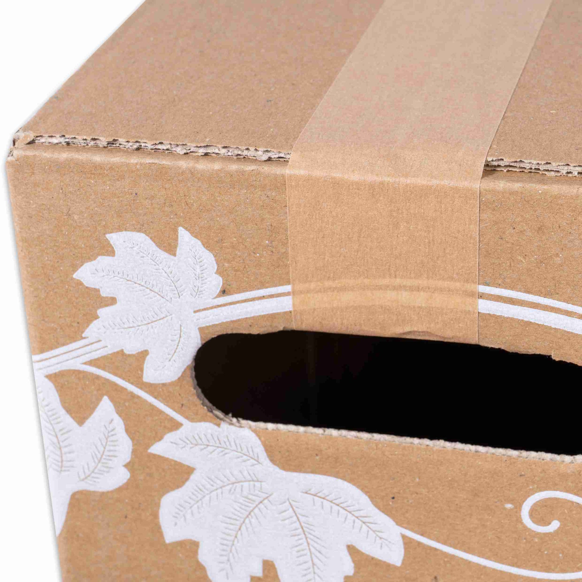 Model Weinpräsentkarton Reben- und Weintrauben-Motiv – Innenmass 229 × 300 × 152 mm – für 6 Flaschen – 1 Stk., ab 200 Stk.