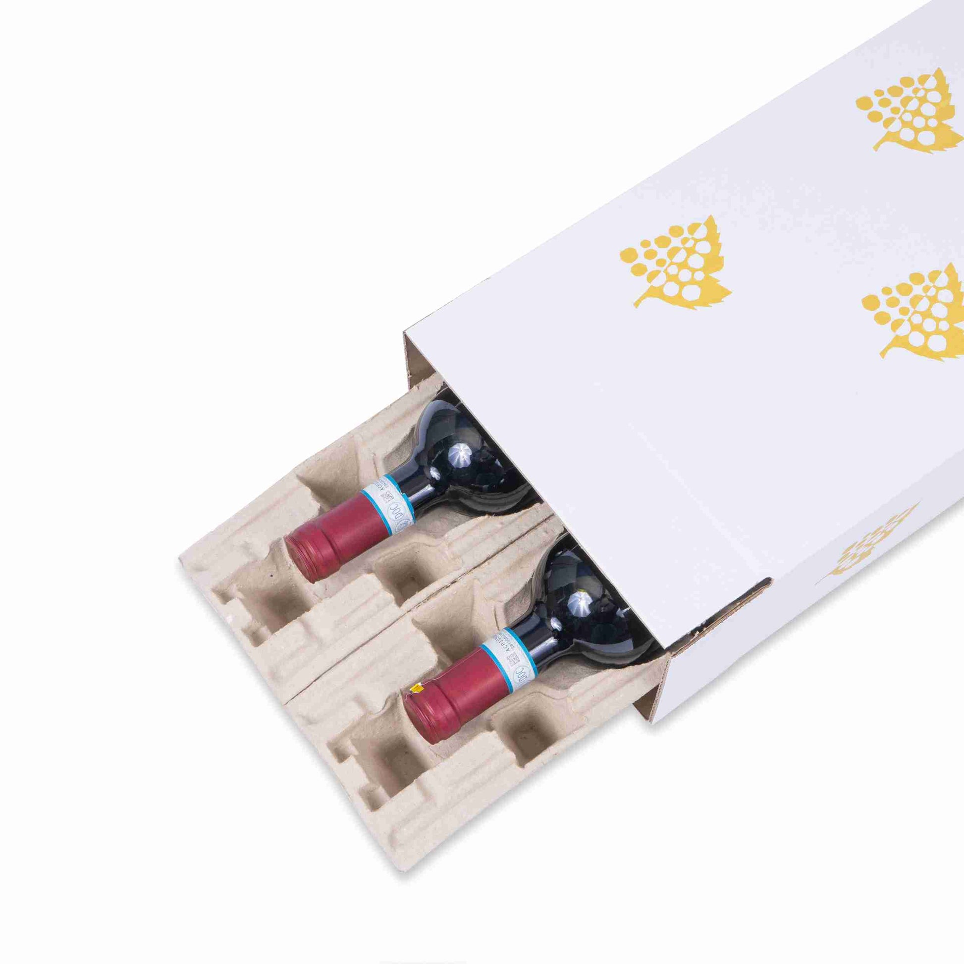 Model Weinversandkarton – für 2 × 0,75 l, max. 360 mm & Ø90 mm – 214 × 116 × 400 mm, weiss – 1 Palette (800 Stk.)