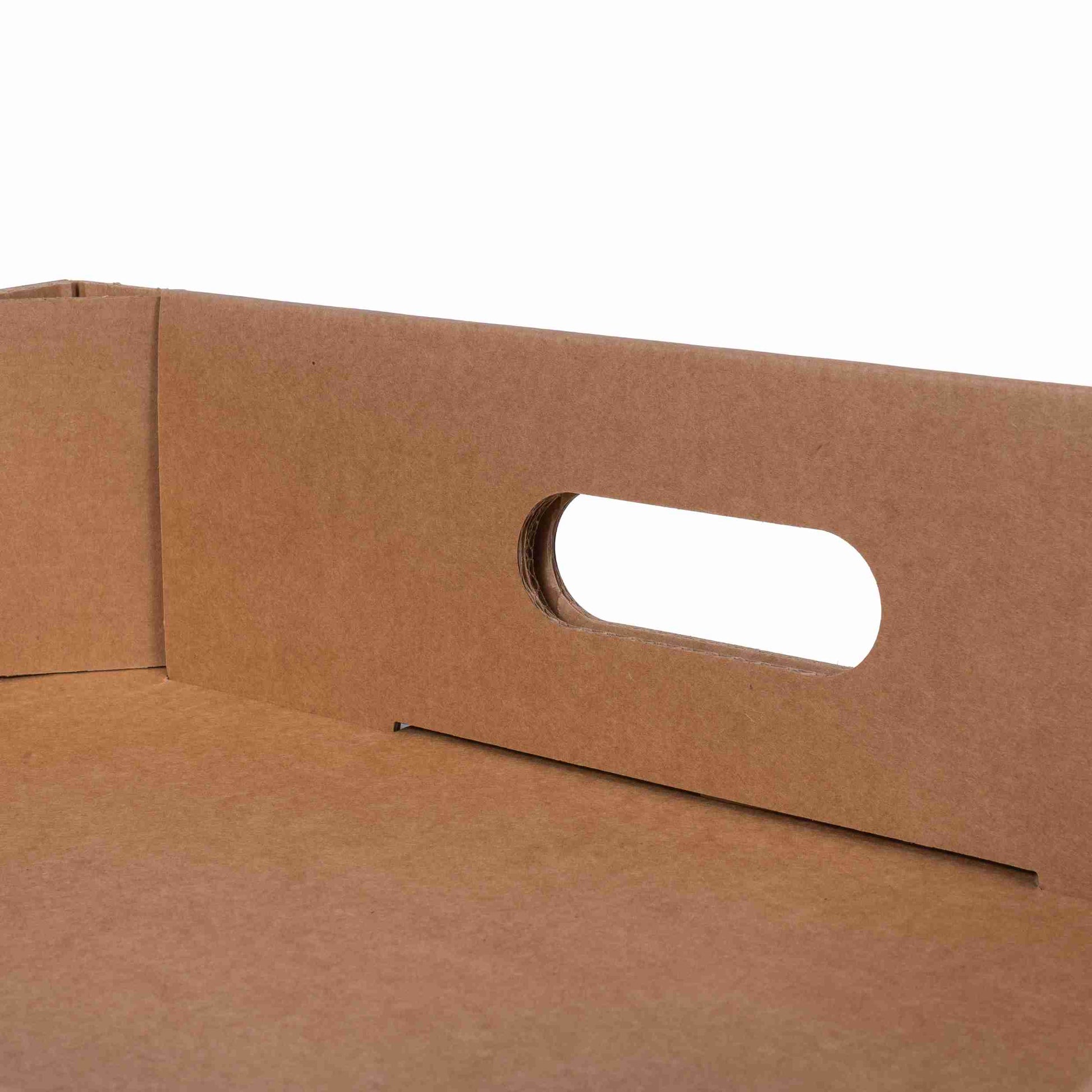 Model Versandbox – 374 × 274 × 145 mm, braun, Wellkarton, mit Grifflöchern, nassfest – 1 Palette (350 Stk.)