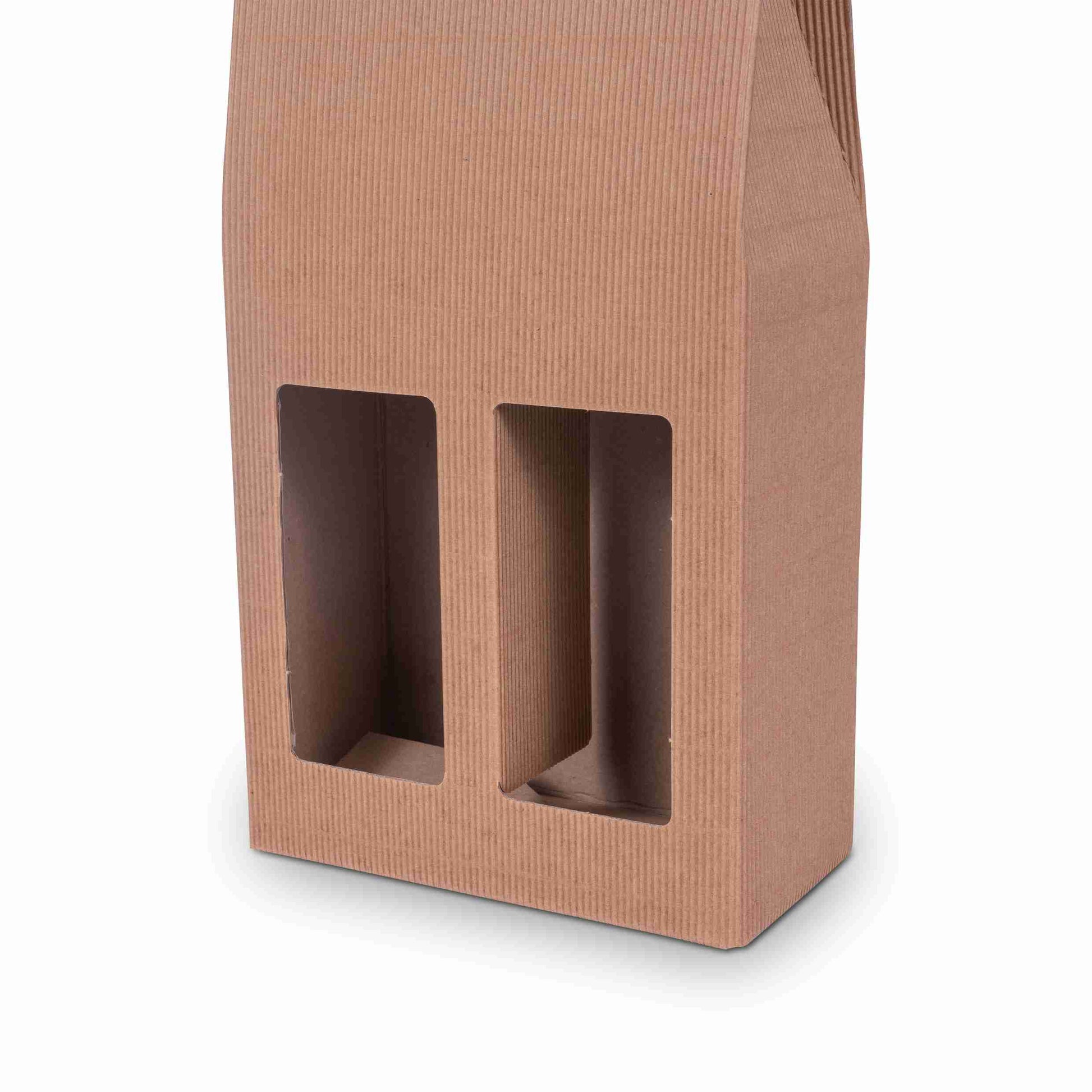 Model Weinpräsentkarton Onda Avana – offene Welle – Innenmass 180 × 385 × 90 mm – für 2 Flaschen – 1 Stk., ab 20 Stk.